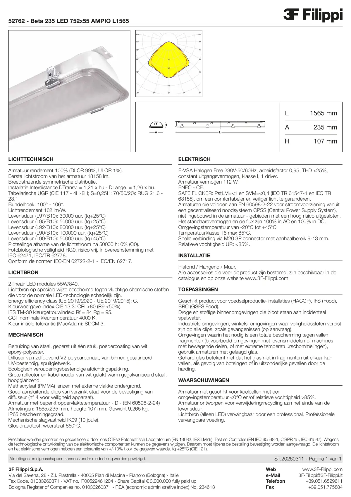 52762 - Beta 235 LED 752x55 AMPIO L1565 - Datasheet - nl