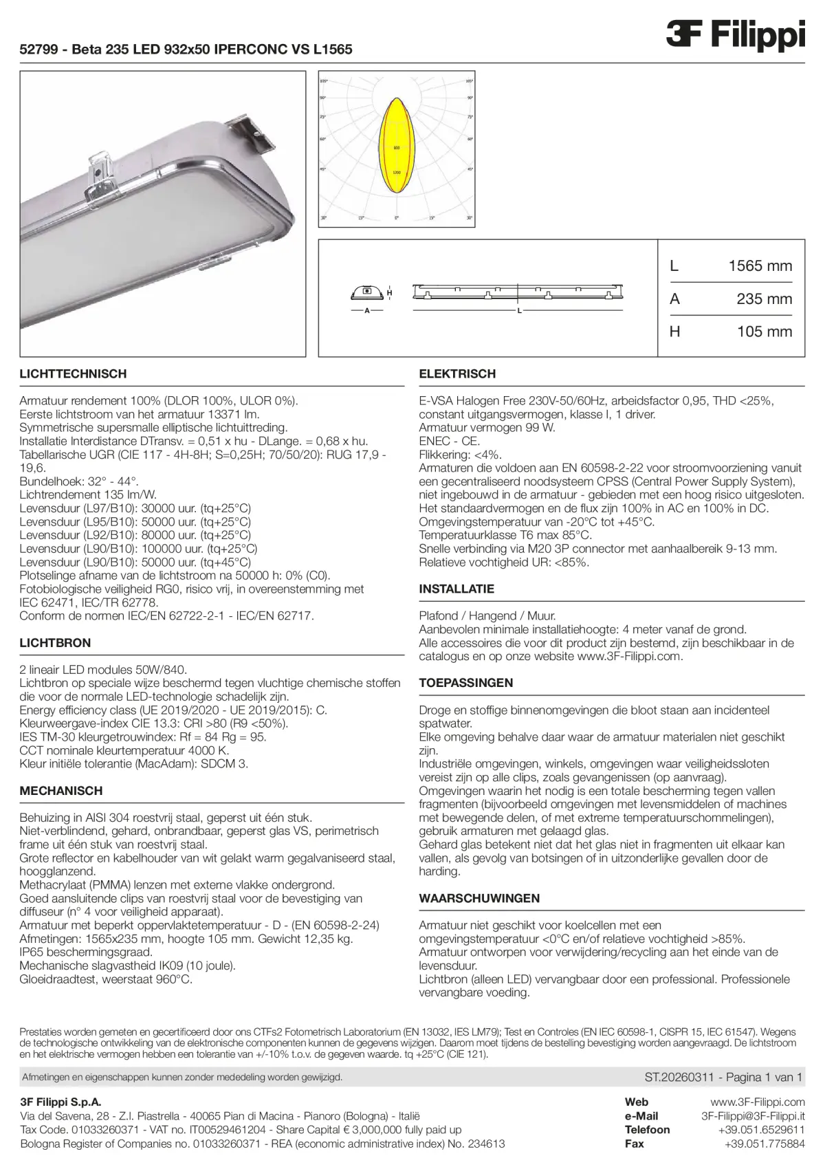 52799 - Beta 235 LED 932x50 IPERCONC VS L1565 - Datasheet - nl