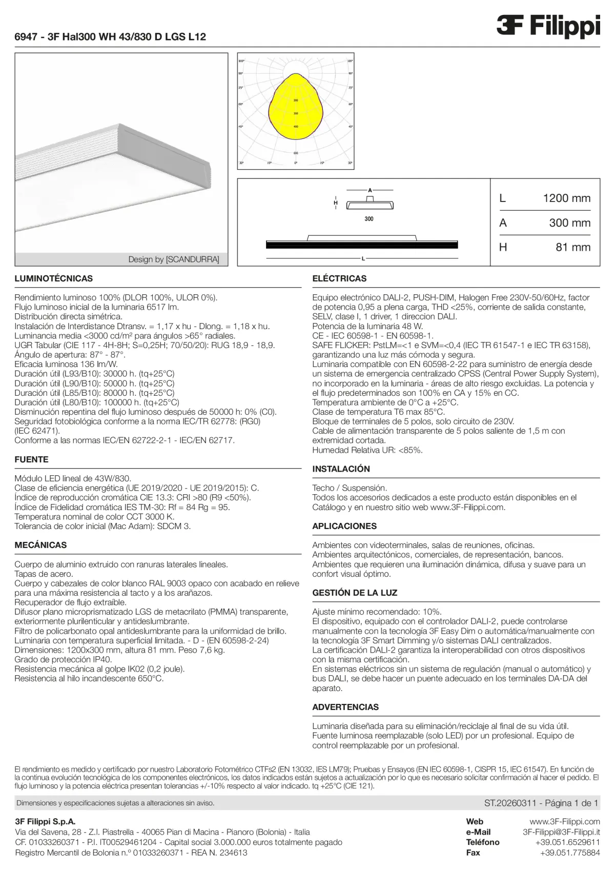 6947 - 3F Hal300 WH 43-830 D LGS L12 - Datasheet - es