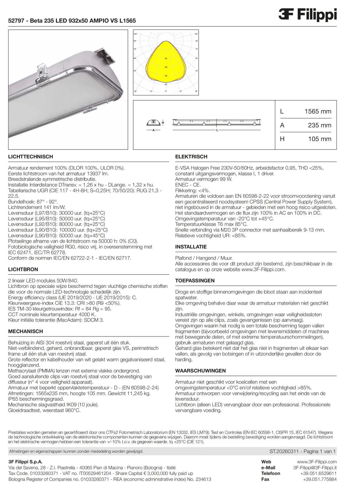 52797 - Beta 235 LED 932x50 AMPIO VS L1565 - Datasheet - nl
