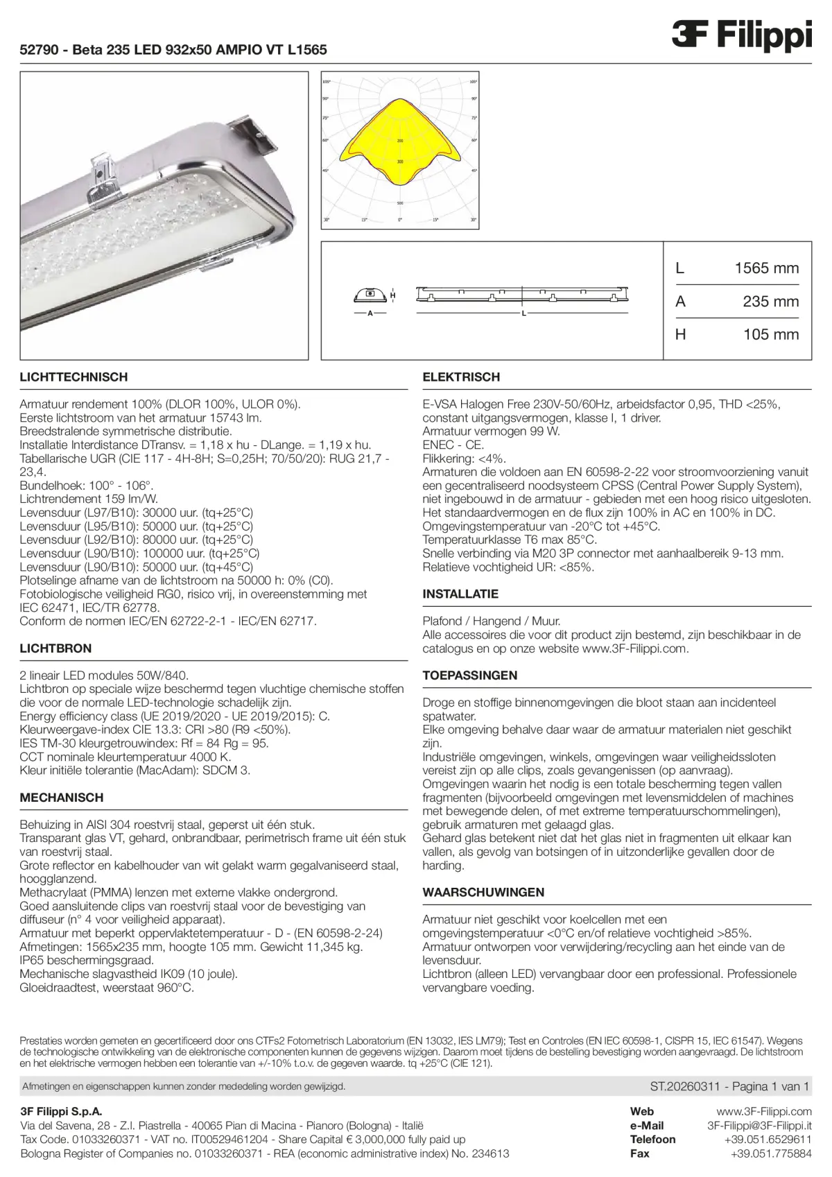 52790 - Beta 235 LED 932x50 AMPIO VT L1565 - Datasheet - nl