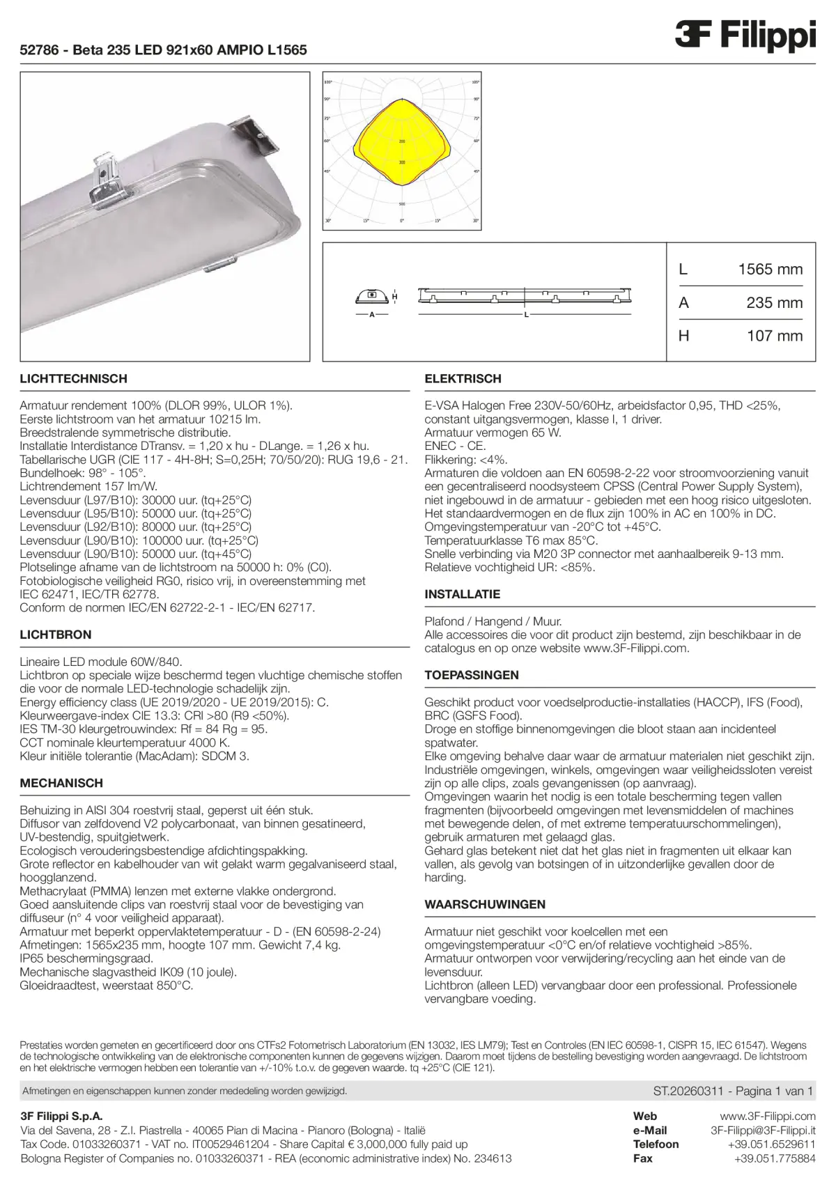 52786 - Beta 235 LED 921x60 AMPIO L1565 - Datasheet - nl