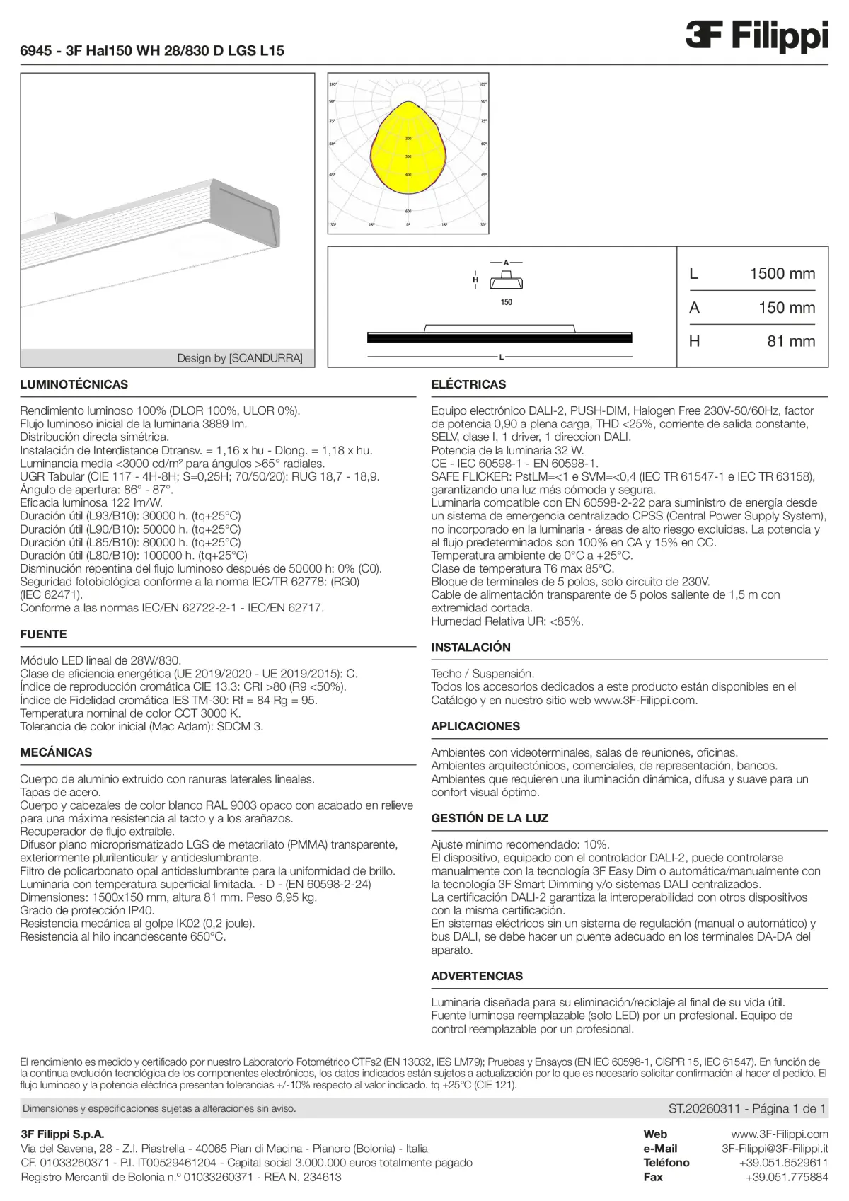 6945 - 3F Hal150 WH 28-830 D LGS L15 - Datasheet - es