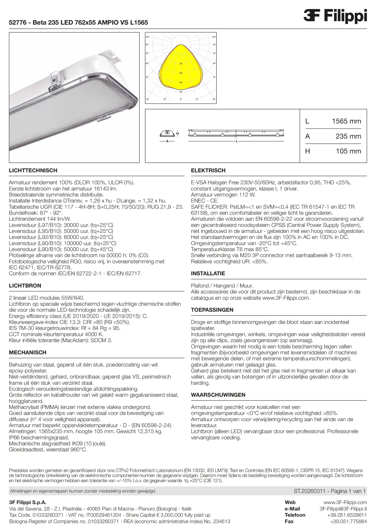 52776 - Beta 235 LED 762x55 AMPIO VS L1565 - Datasheet - nl