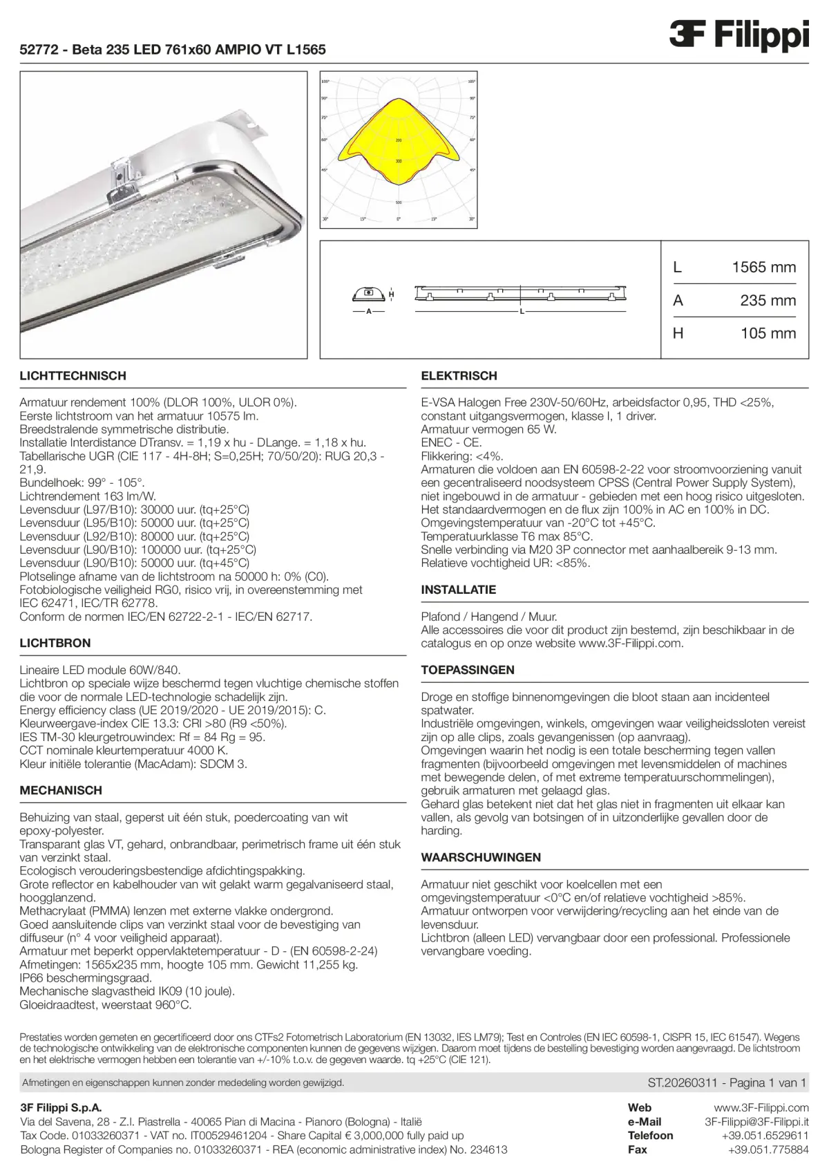 52772 - Beta 235 LED 761x60 AMPIO VT L1565 - Datasheet - nl