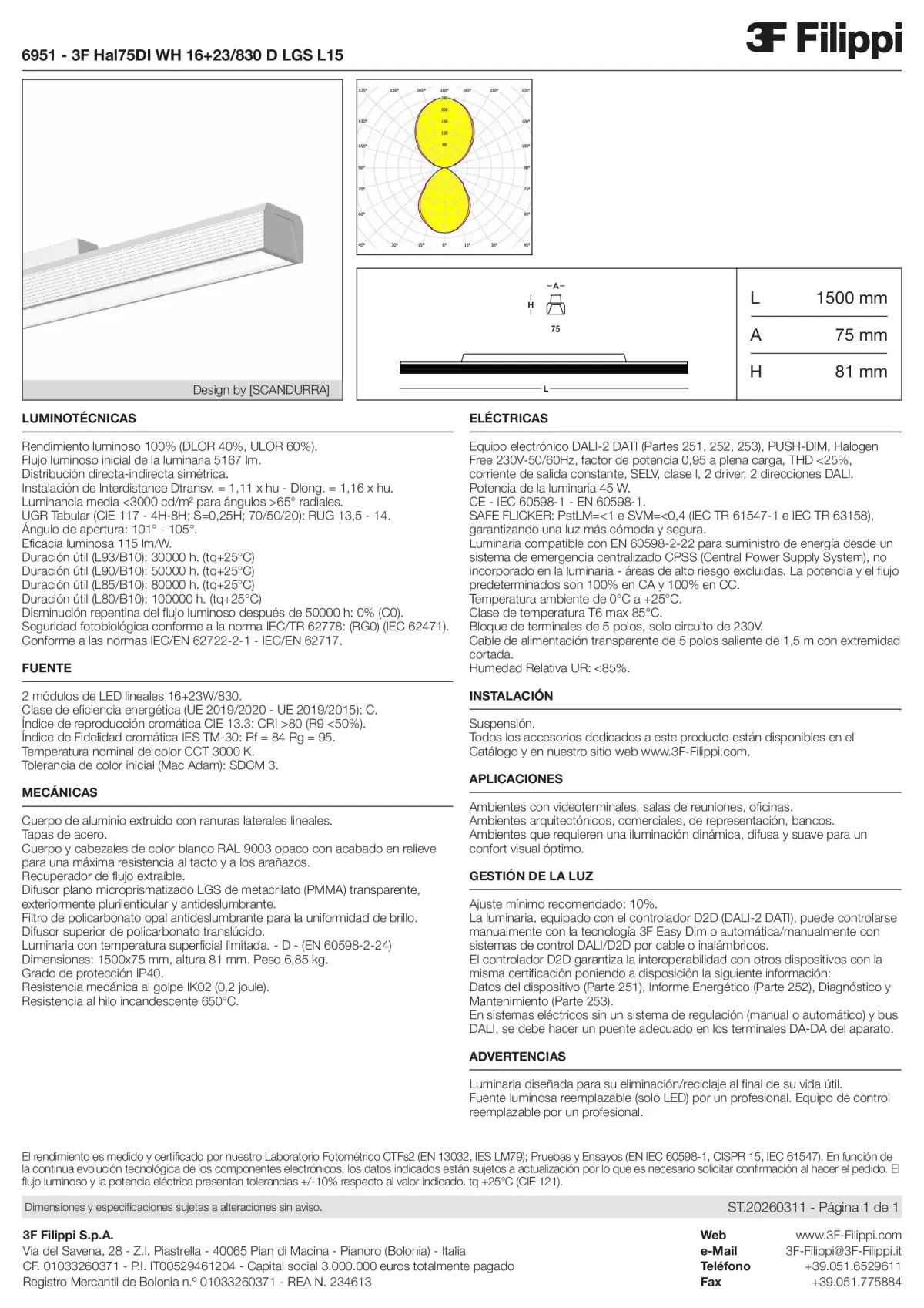 6951 - 3F Hal75DI WH 16+23-830 D LGS L15 - Datasheet - es