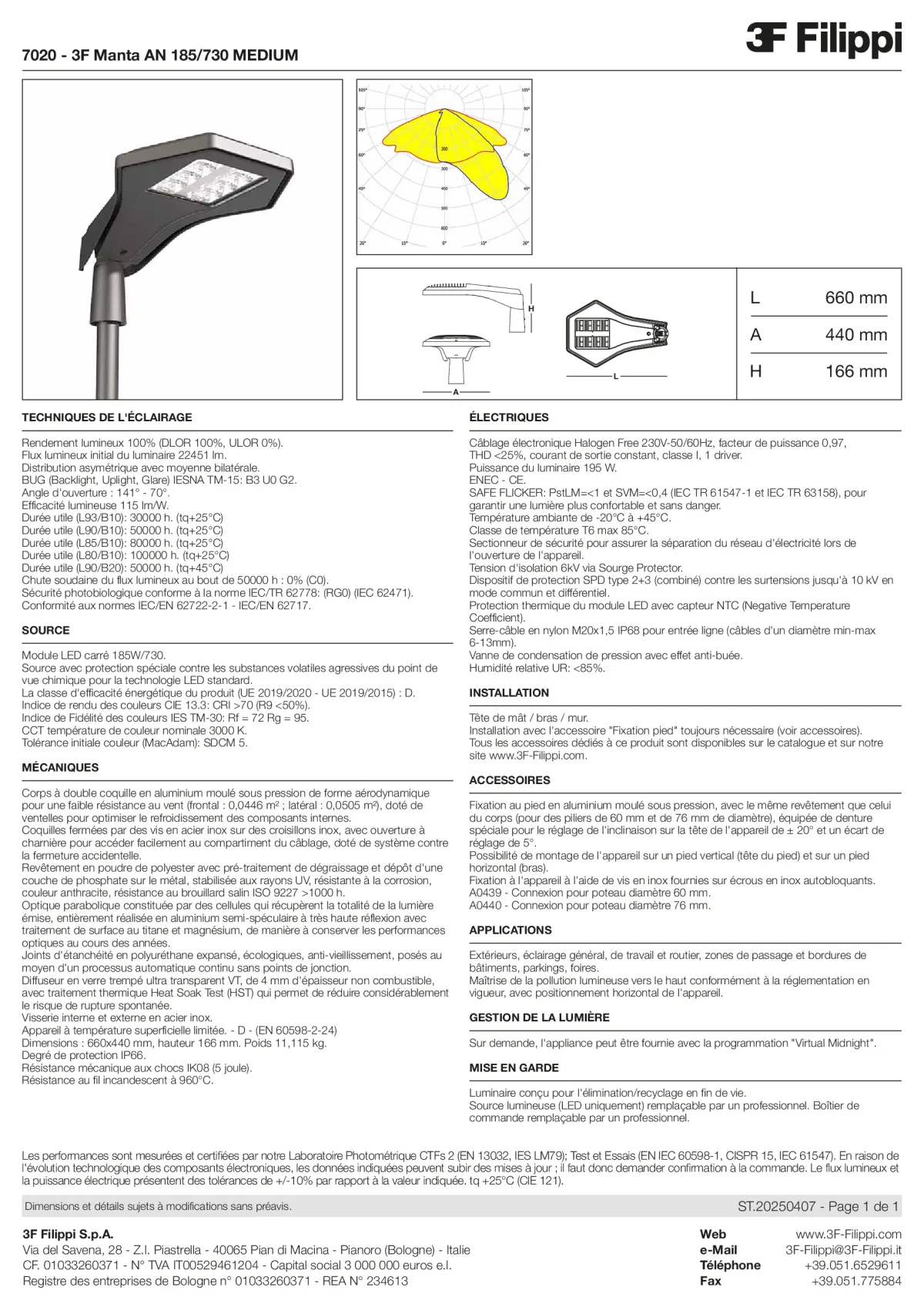 7020 - 3F Manta AN 185-730 MEDIUM - Datasheet - fr