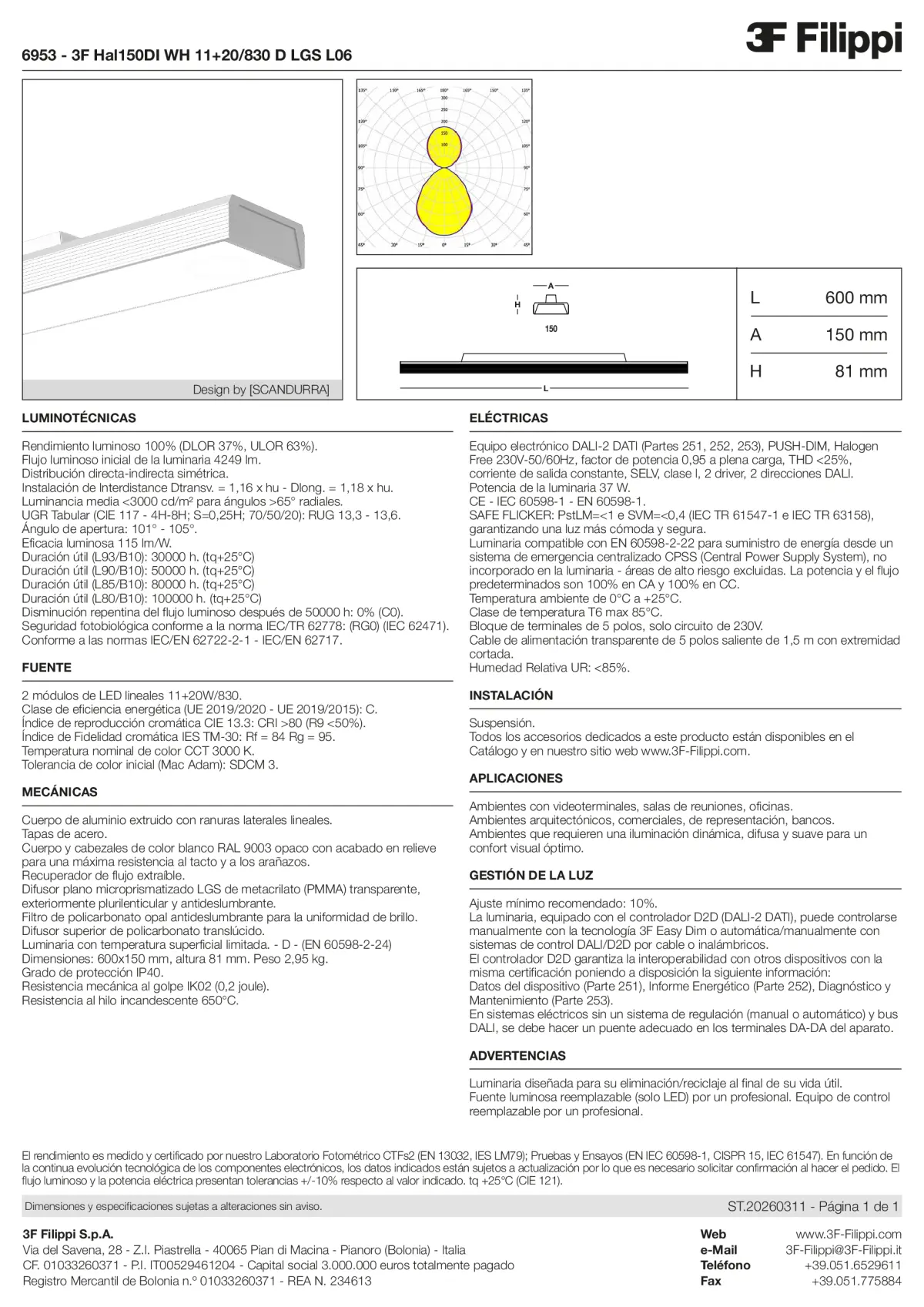 6953 - 3F Hal150DI WH 11+20-830 D LGS L06 - Datasheet - es