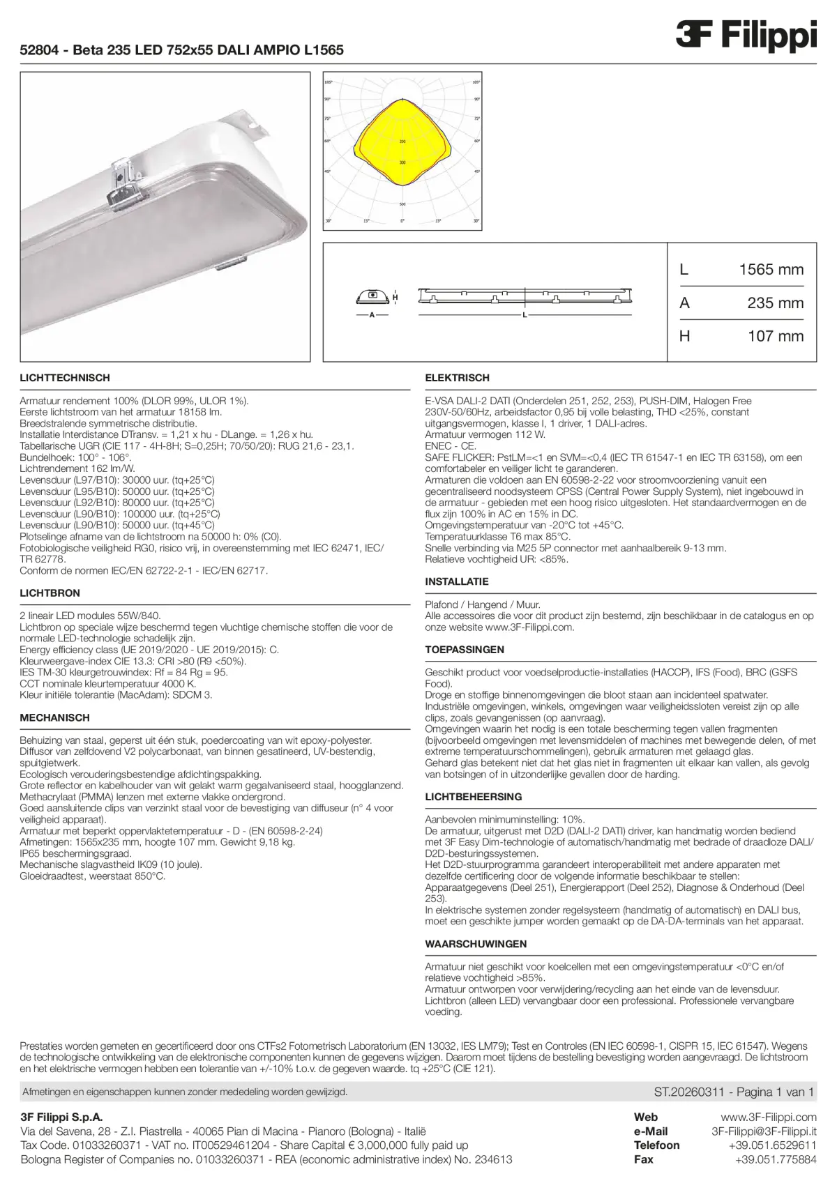 52804 - Beta 235 LED 752x55 DALI AMPIO L1565 - Datasheet - nl