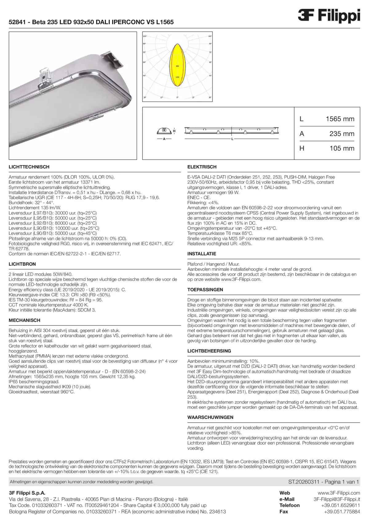 52841 - Beta 235 LED 932x50 DALI IPERCONC VS L1565 - Datasheet - nl