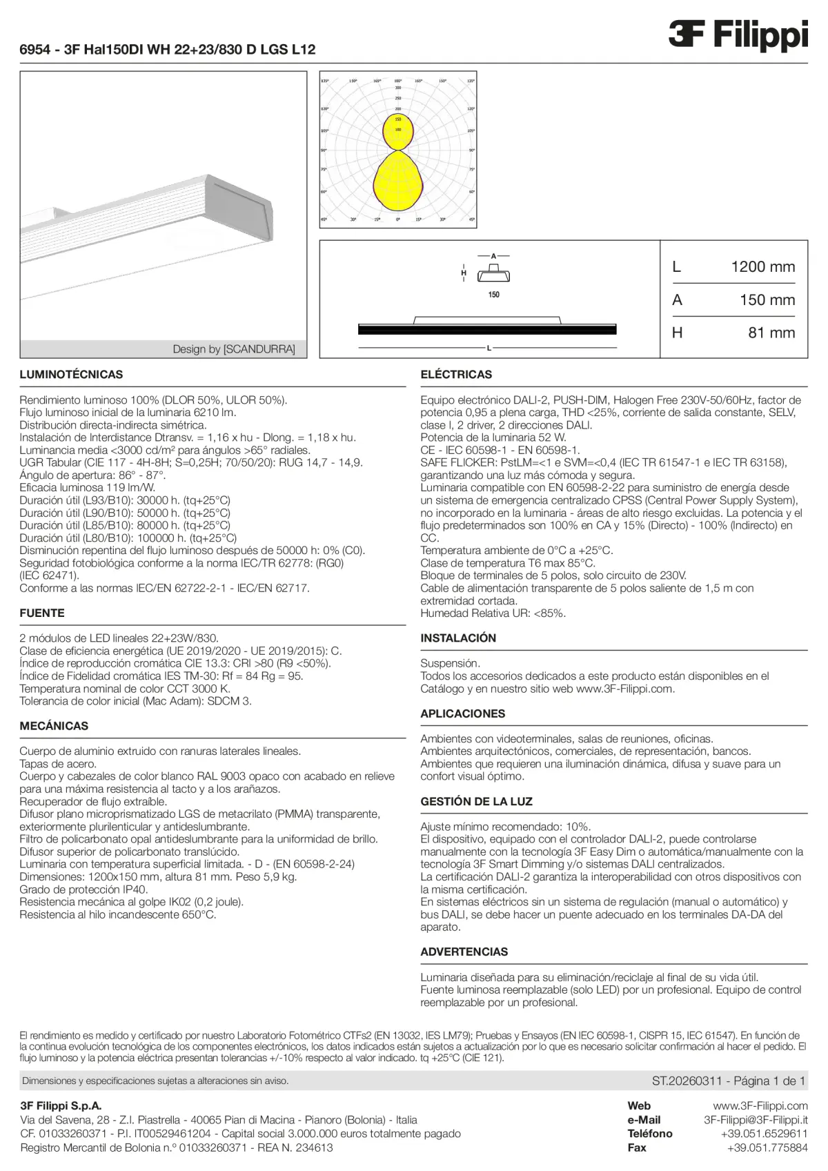 6954 - 3F Hal150DI WH 22+23-830 D LGS L12 - Datasheet - es