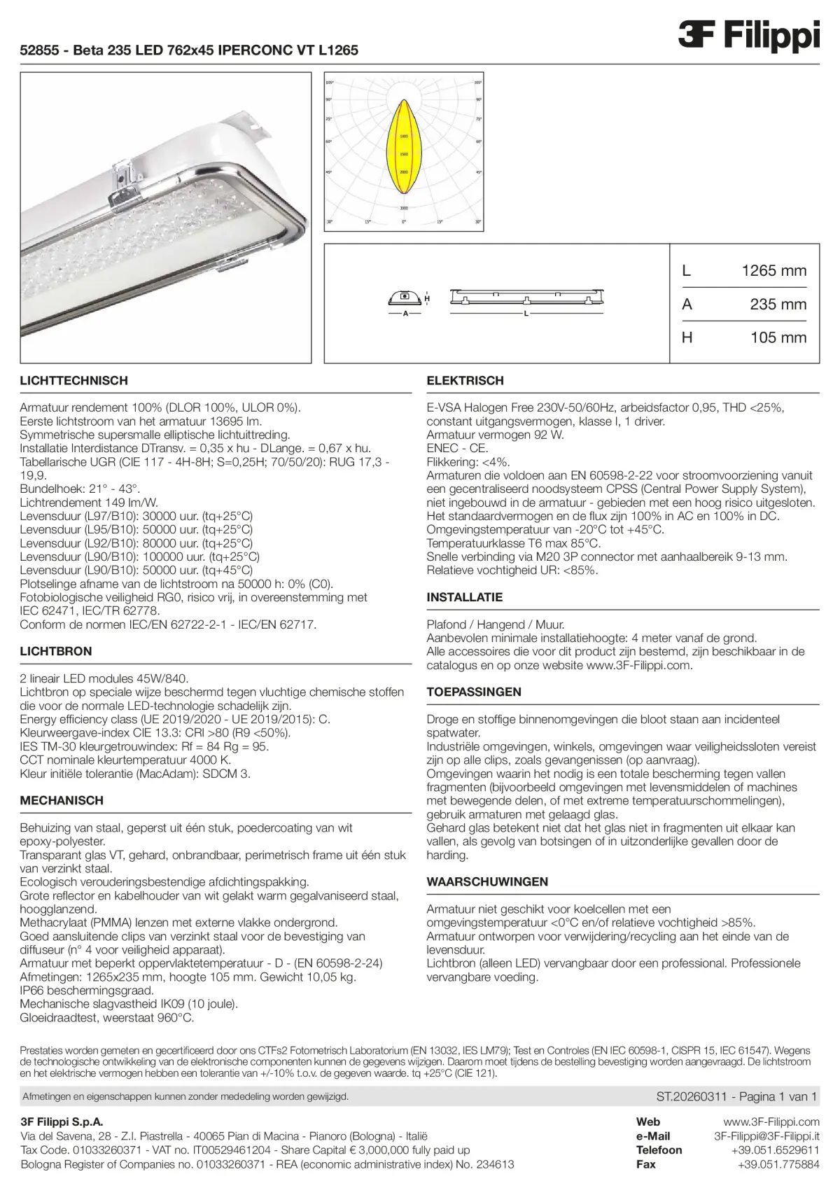 52855 - Beta 235 LED 762x45 IPERCONC VT L1265 - Datasheet - nl
