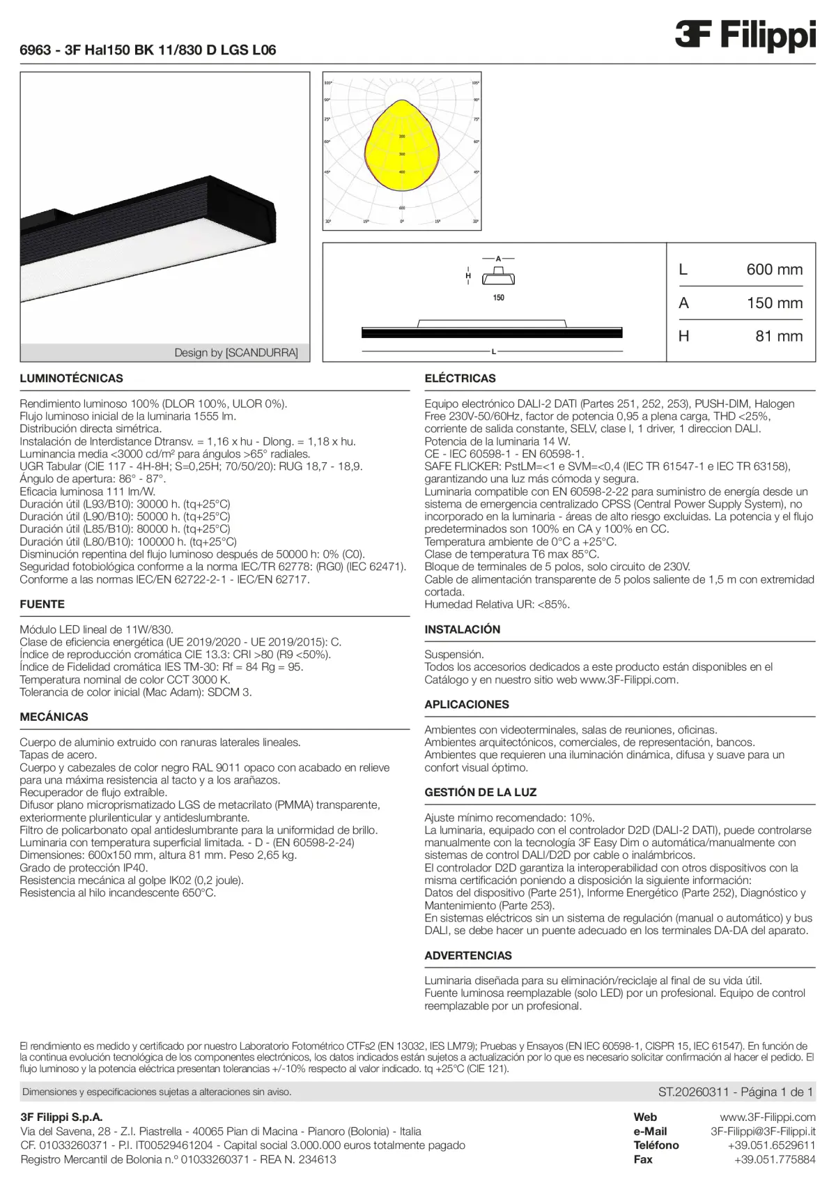6963 - 3F Hal150 BK 11-830 D LGS L06 - Datasheet - es