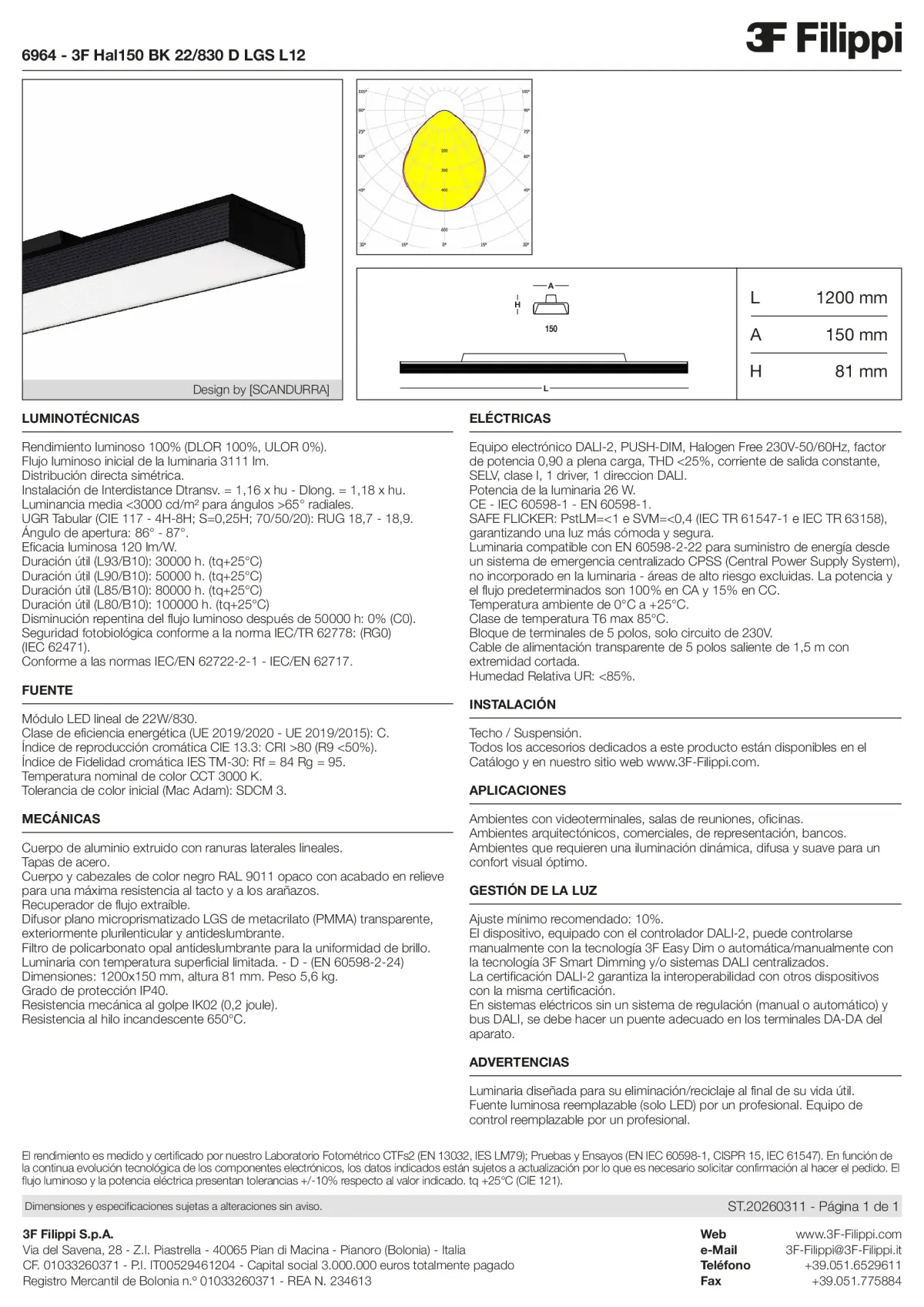 6964 - 3F Hal150 BK 22-830 D LGS L12 - Datasheet - es