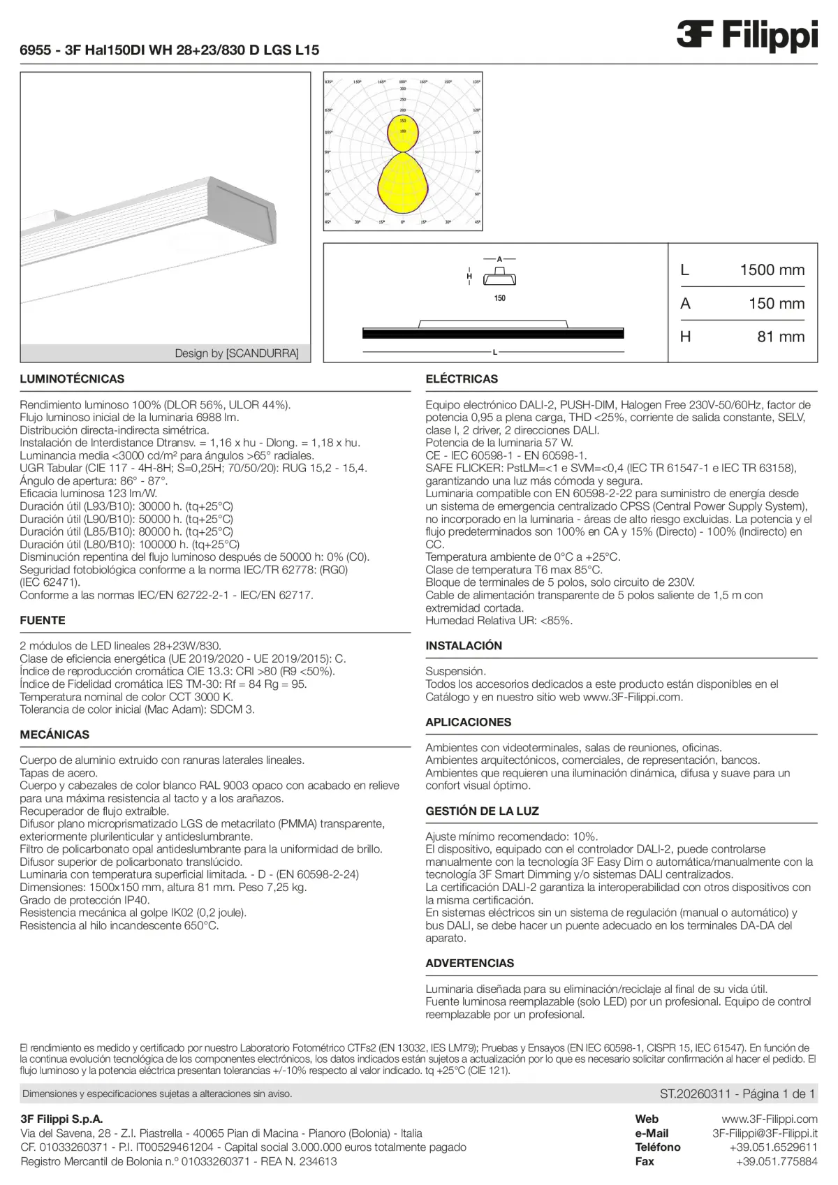 6955 - 3F Hal150DI WH 28+23-830 D LGS L15 - Datasheet - es