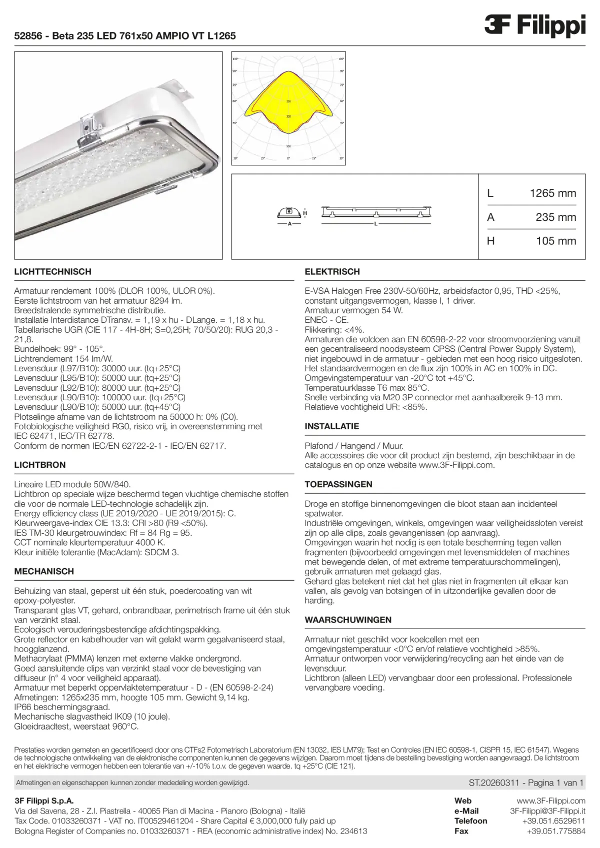 52856 - Beta 235 LED 761x50 AMPIO VT L1265 - Datasheet - nl