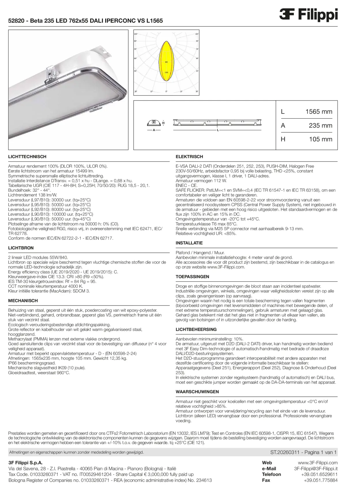 52820 - Beta 235 LED 762x55 DALI IPERCONC VS L1565 - Datasheet - nl