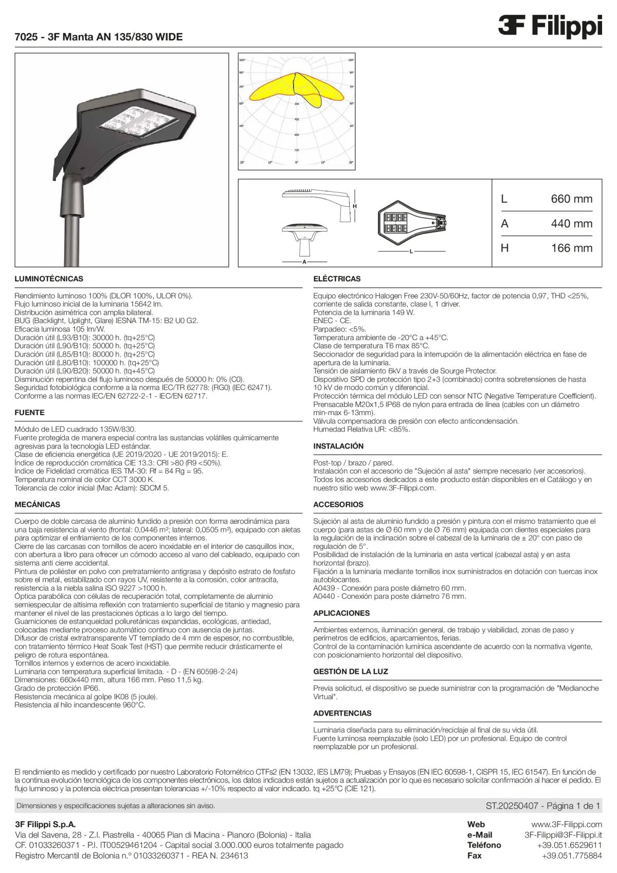 7025 - 3F Manta AN 135-830 WIDE - Datasheet - es