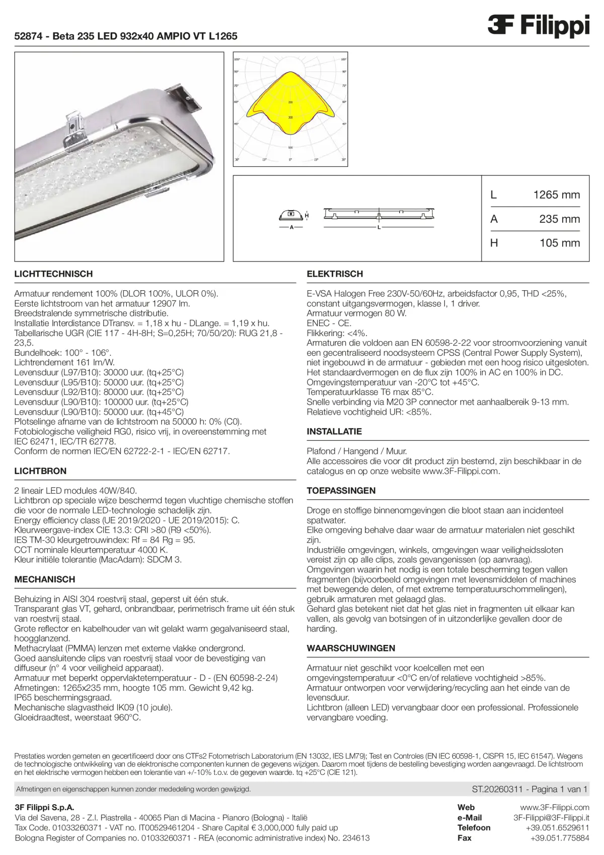 52874 - Beta 235 LED 932x40 AMPIO VT L1265 - Datasheet - nl