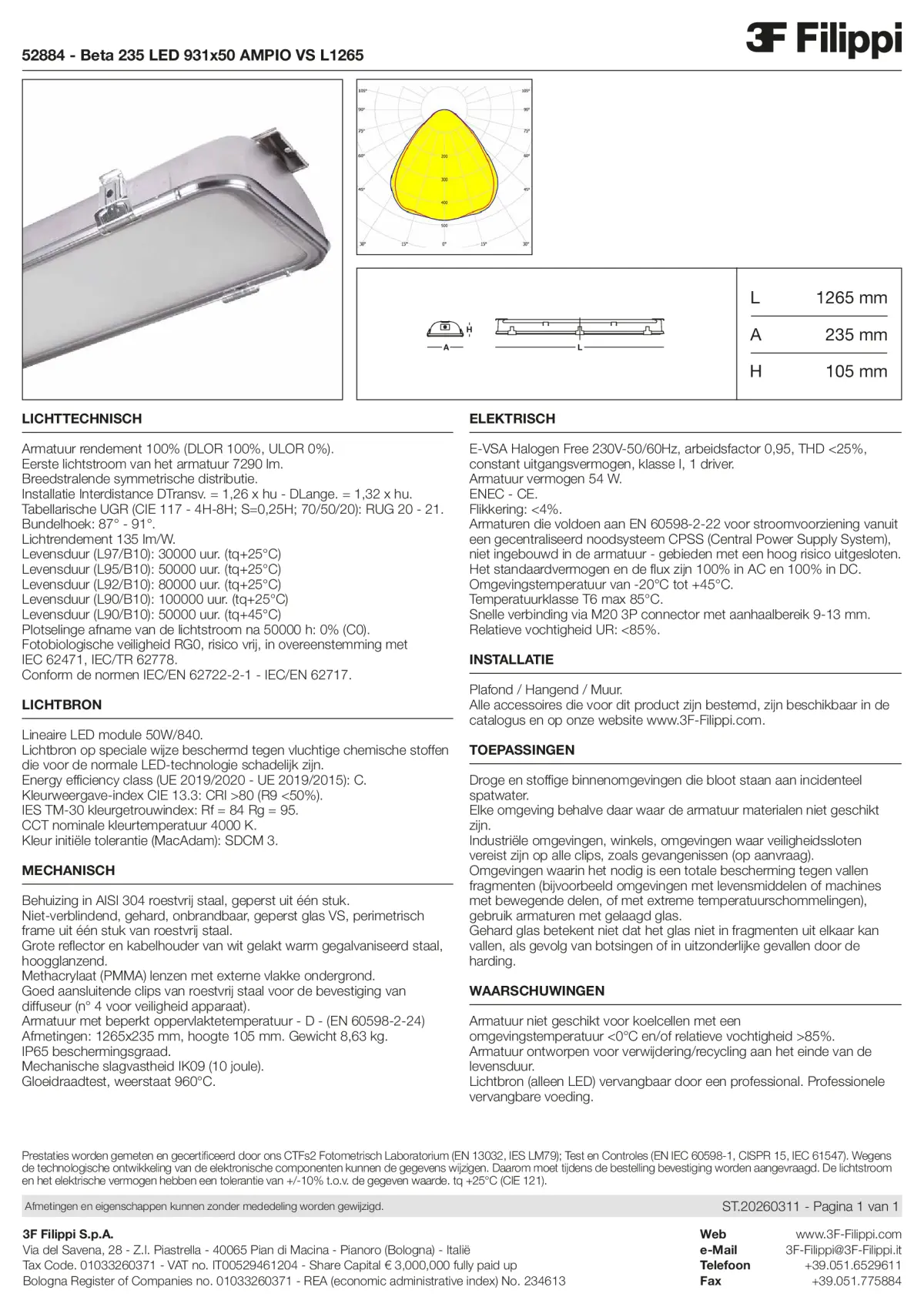 52884 - Beta 235 LED 931x50 AMPIO VS L1265 - Datasheet - nl