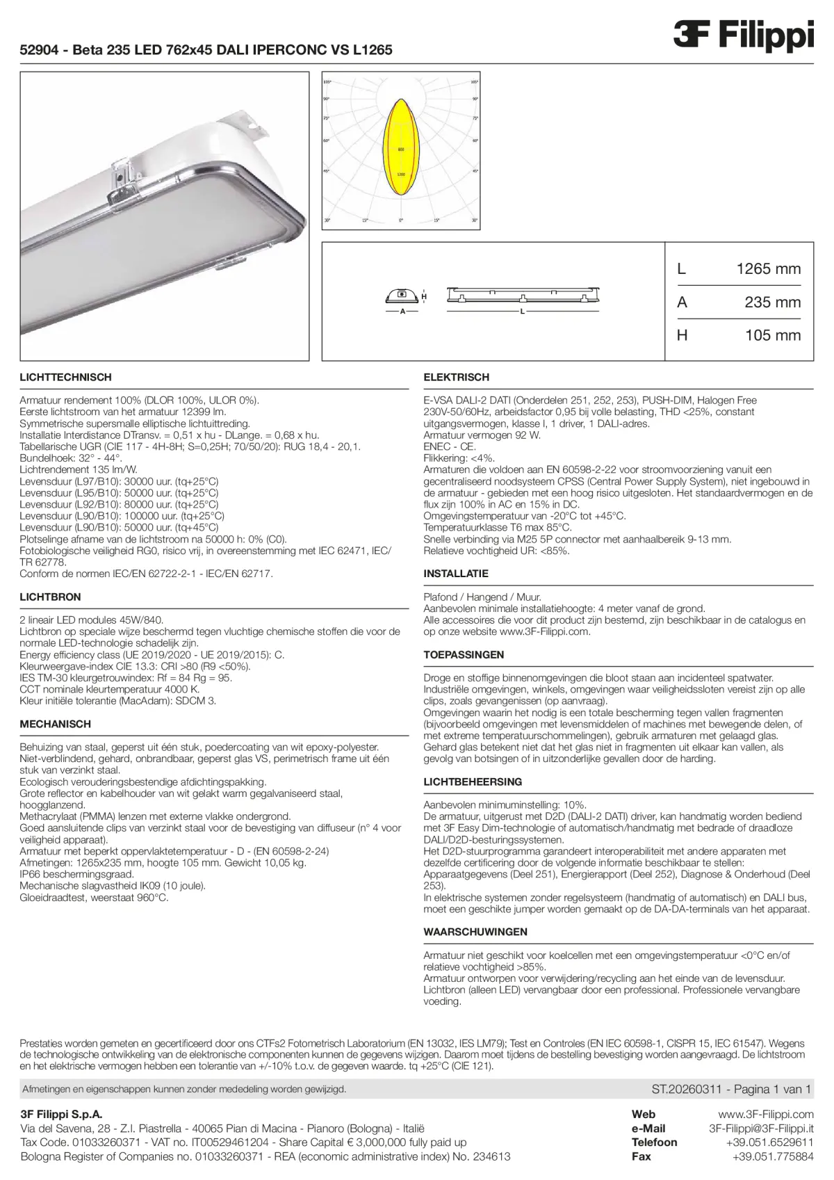 52904 - Beta 235 LED 762x45 DALI IPERCONC VS L1265 - Datasheet - nl