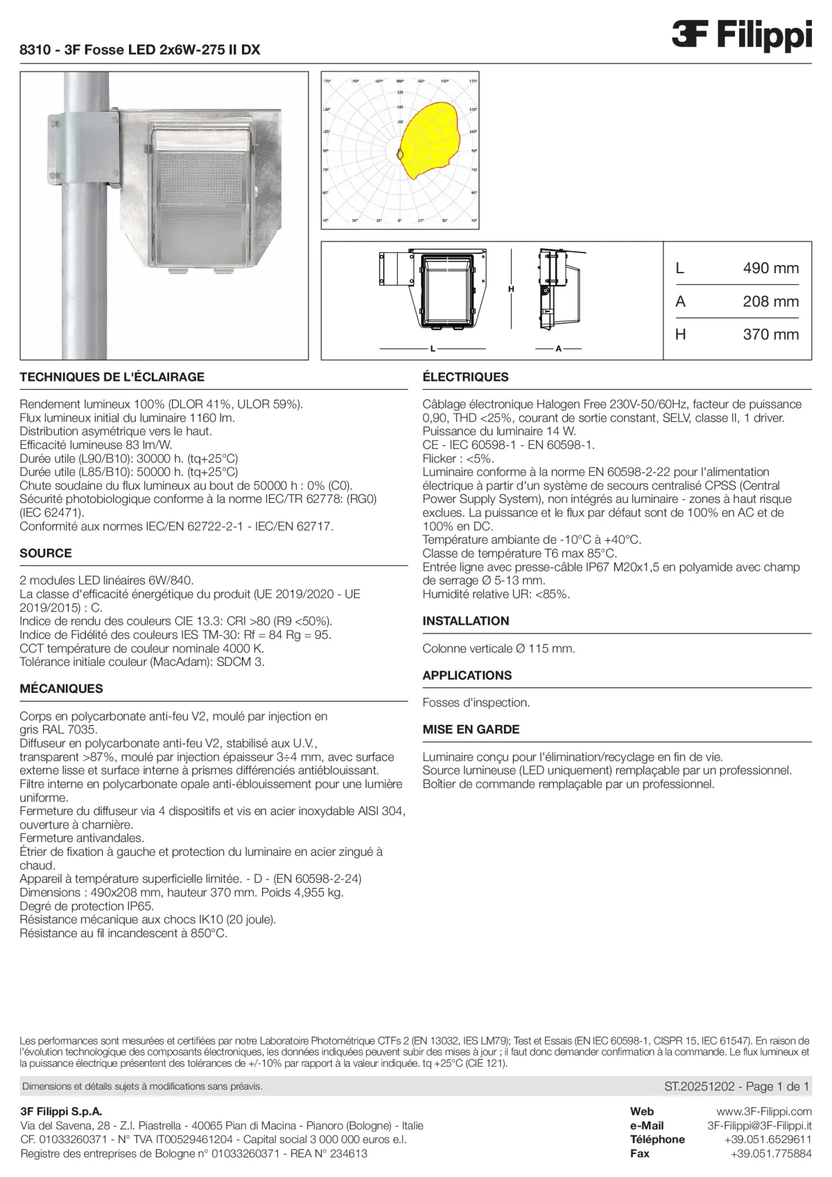 8310 - 3F Fosse LED 2x6W-275 II DX - Datasheet - fr
