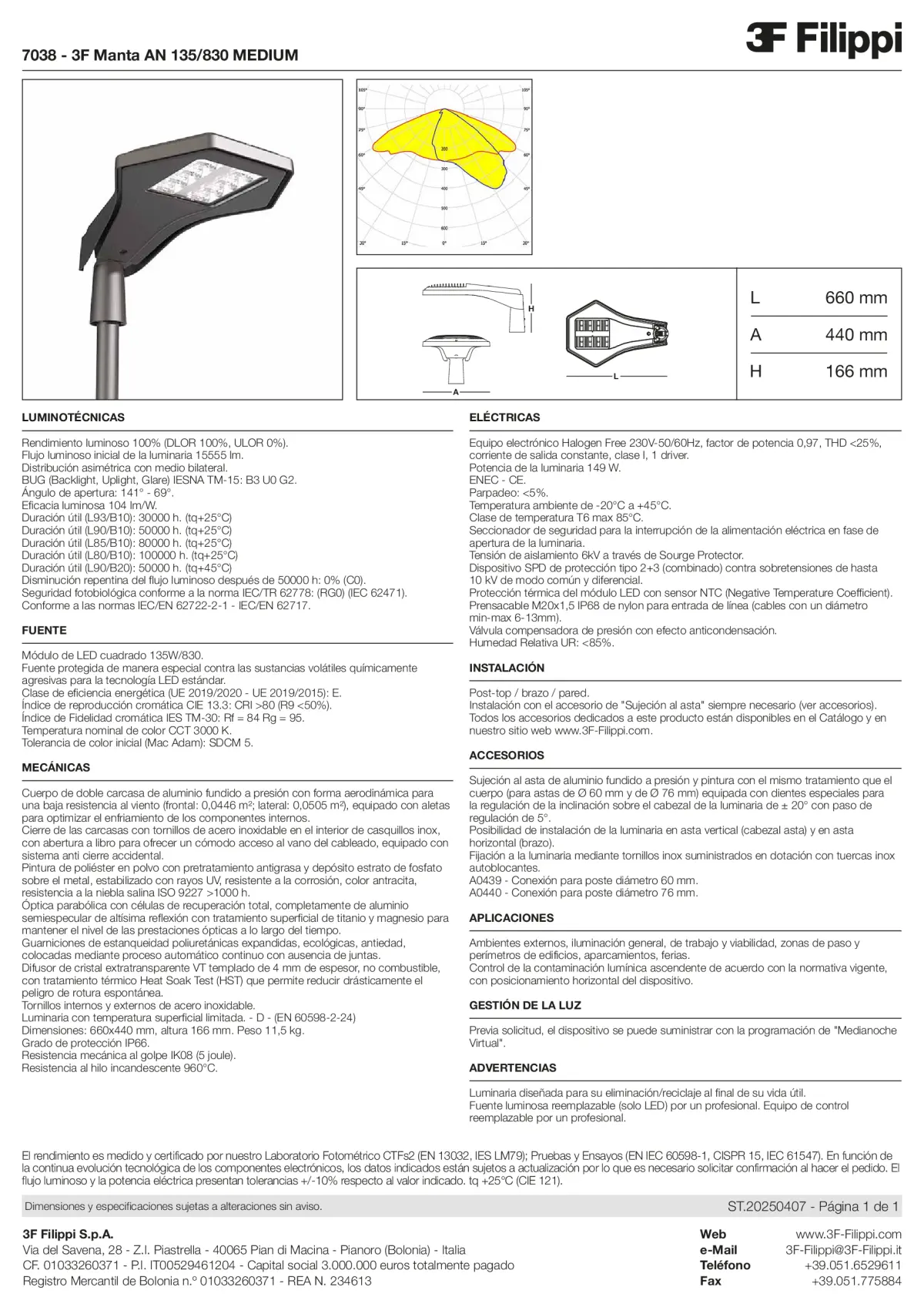 7038 - 3F Manta AN 135-830 MEDIUM - Datasheet - es