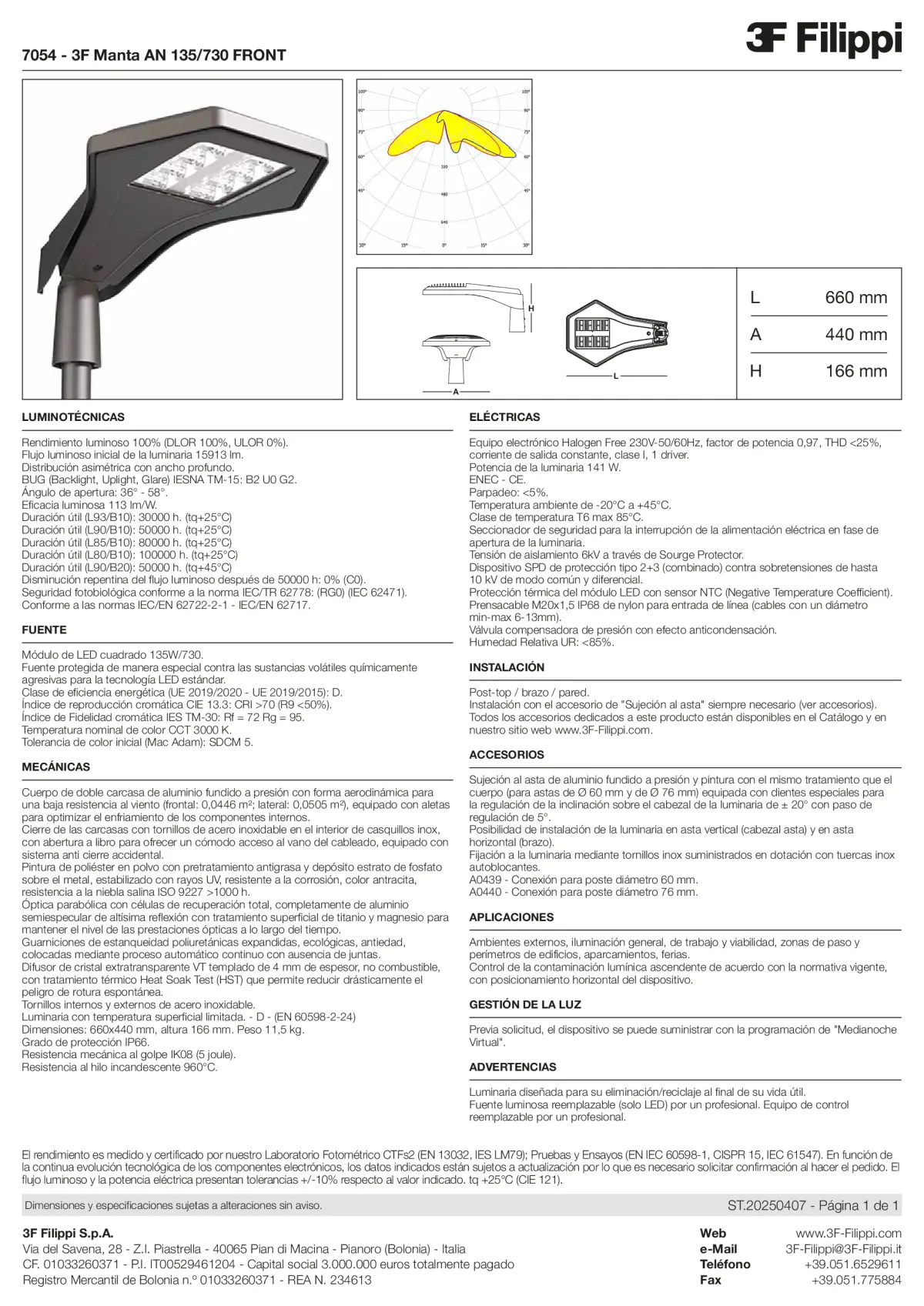 7054 - 3F Manta AN 135-730 FRONT - Datasheet - es