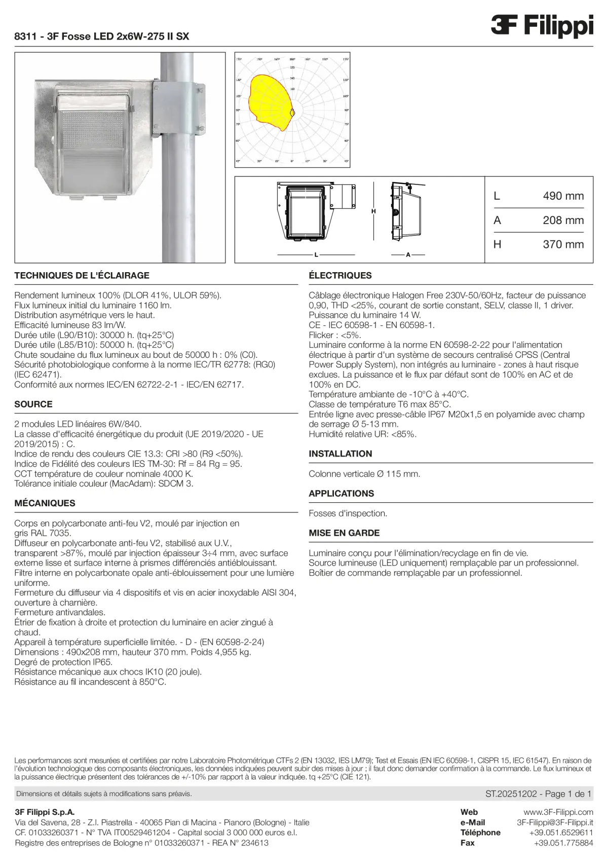8311 - 3F Fosse LED 2x6W-275 II SX - Datasheet - fr