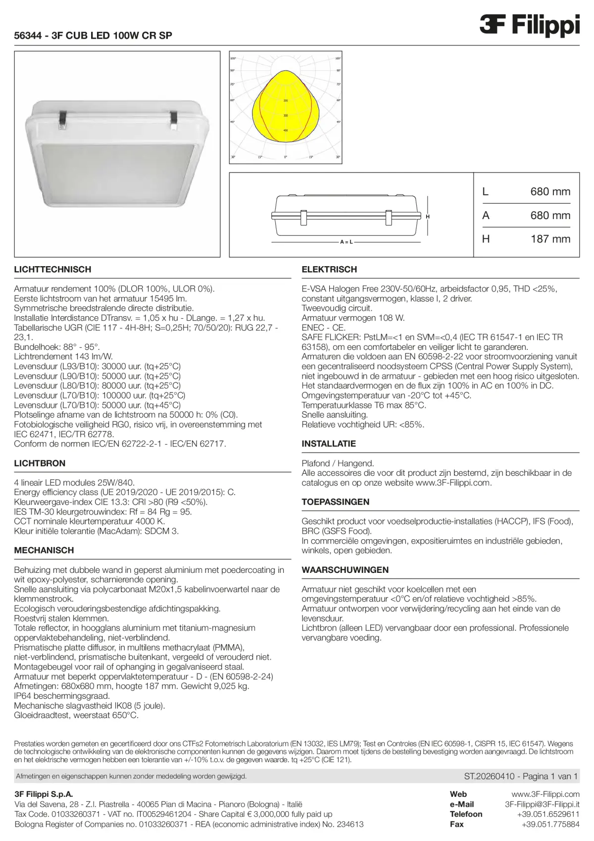 56344 - 3F CUB LED 100W CR SP - Datasheet - nl