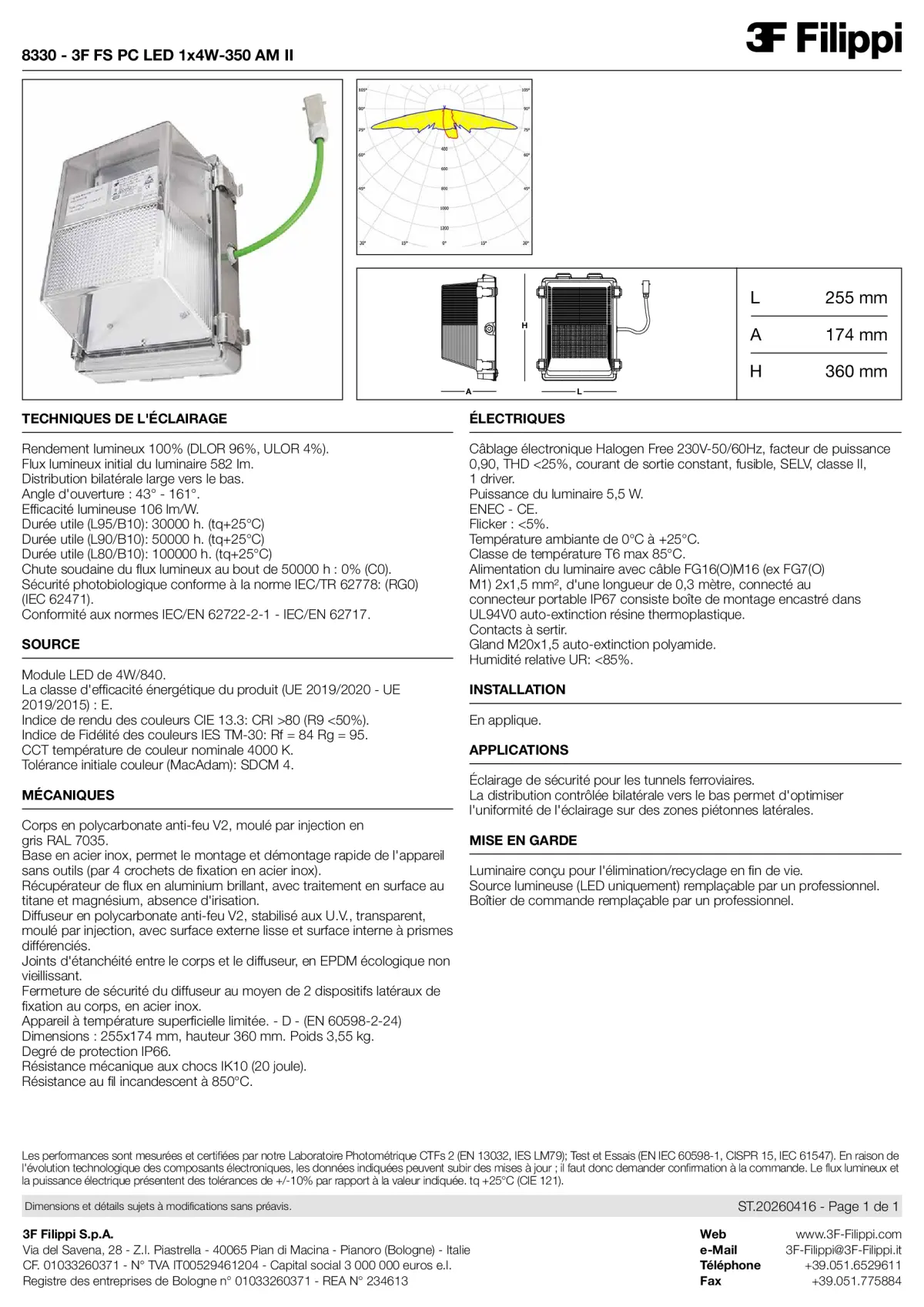 8330 - 3F FS PC LED 1x4W-350 AM II - Datasheet - fr