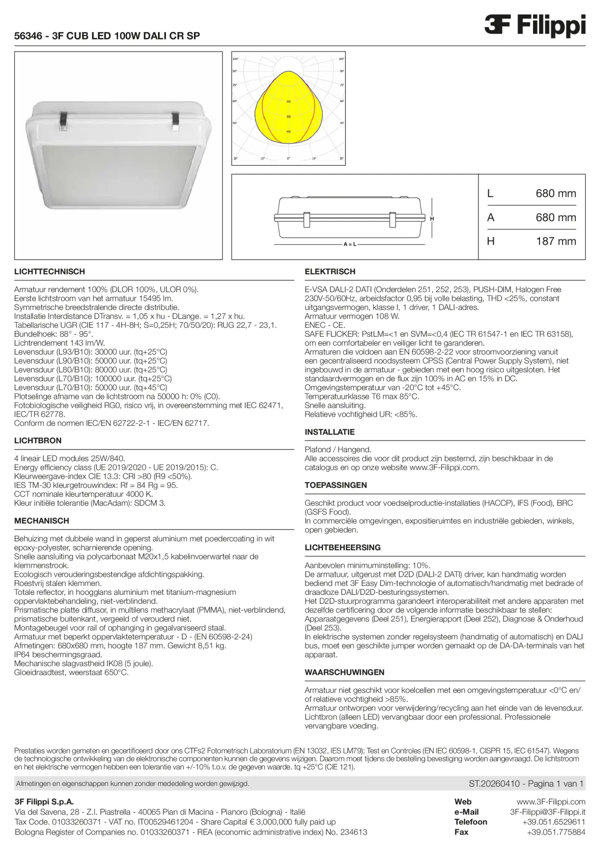 56346 - 3F CUB LED 100W DALI CR SP - Datasheet - nl