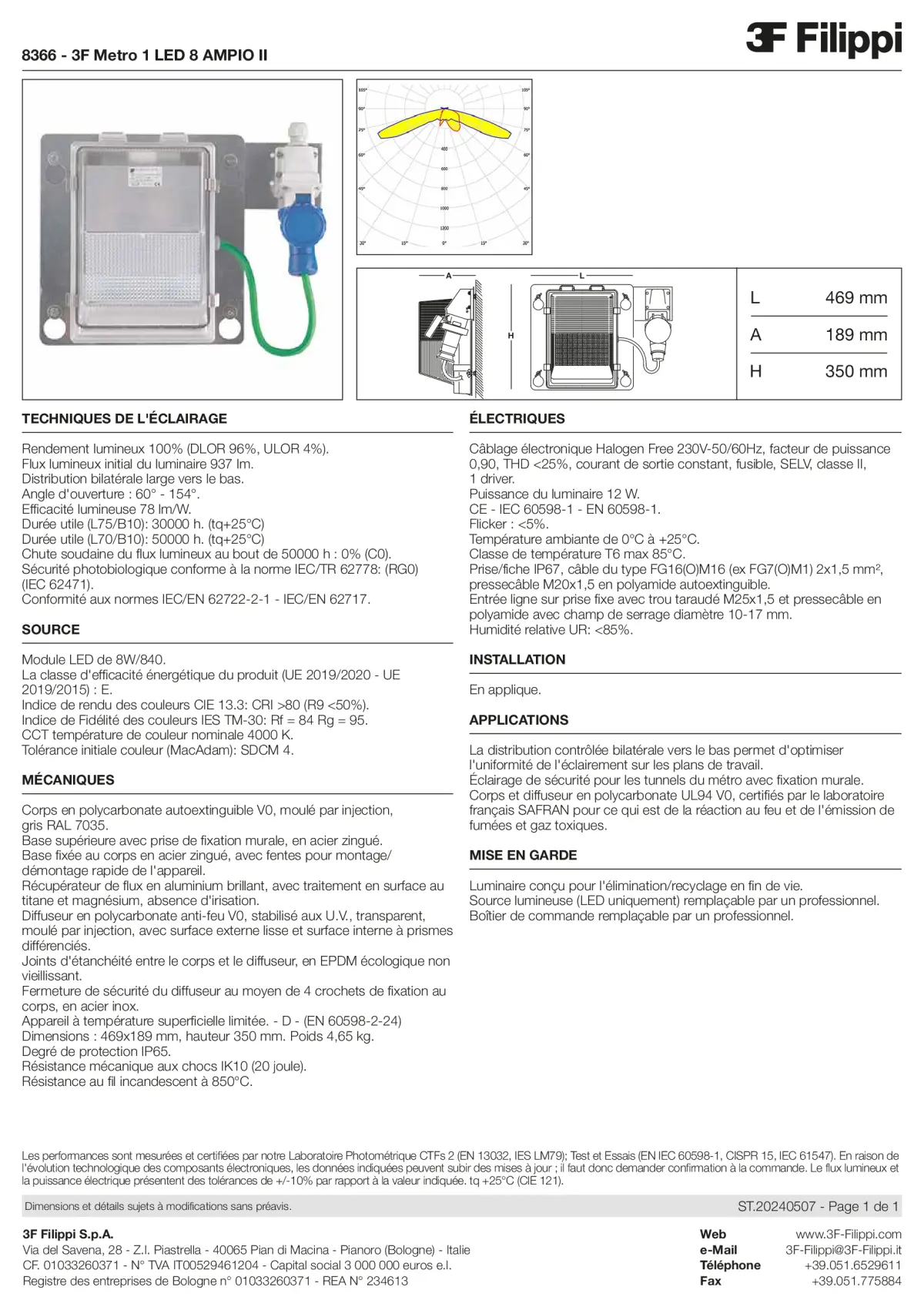 8366 - 3F Metro 1 LED 8 AMPIO II - Datasheet - fr