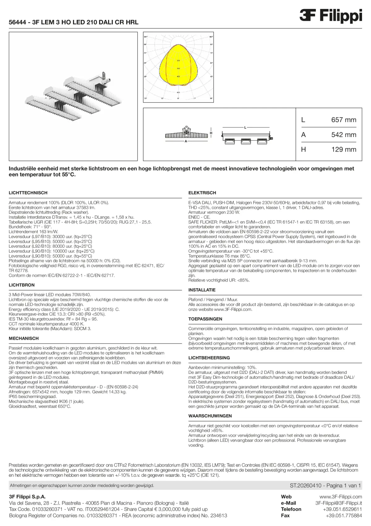 56444 - 3F LEM 3 HO LED 210 DALI CR HRL - Datasheet - nl