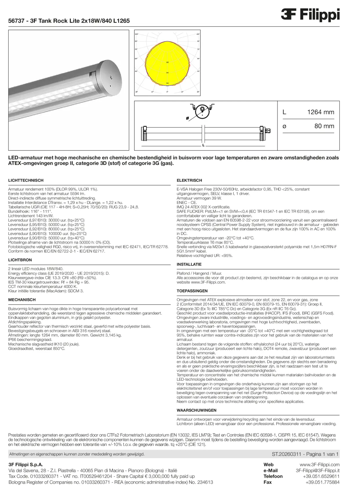 56737 - 3F Tank Rock Lite 2x18W-840 L1265 - Datasheet - nl