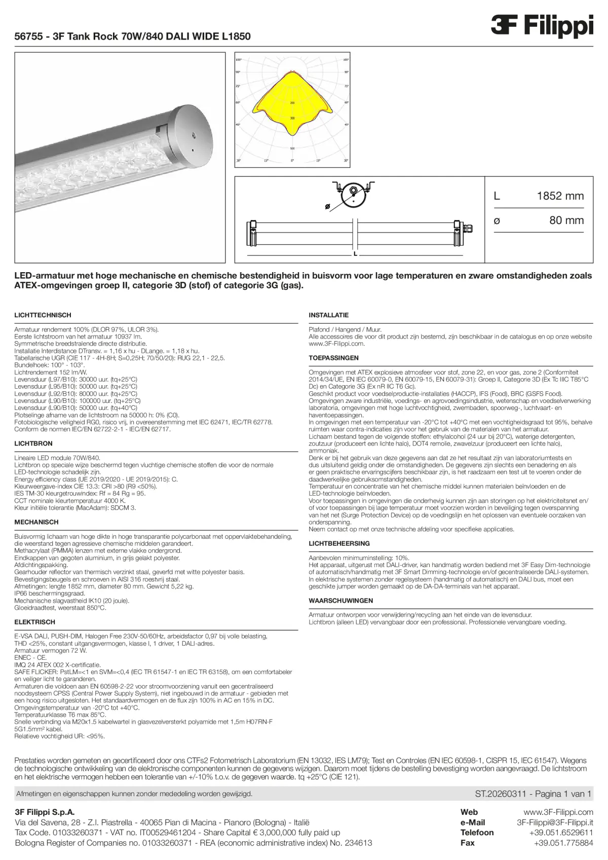 56755 - 3F Tank Rock 70W-840 DALI WIDE L1850 - Datasheet - nl