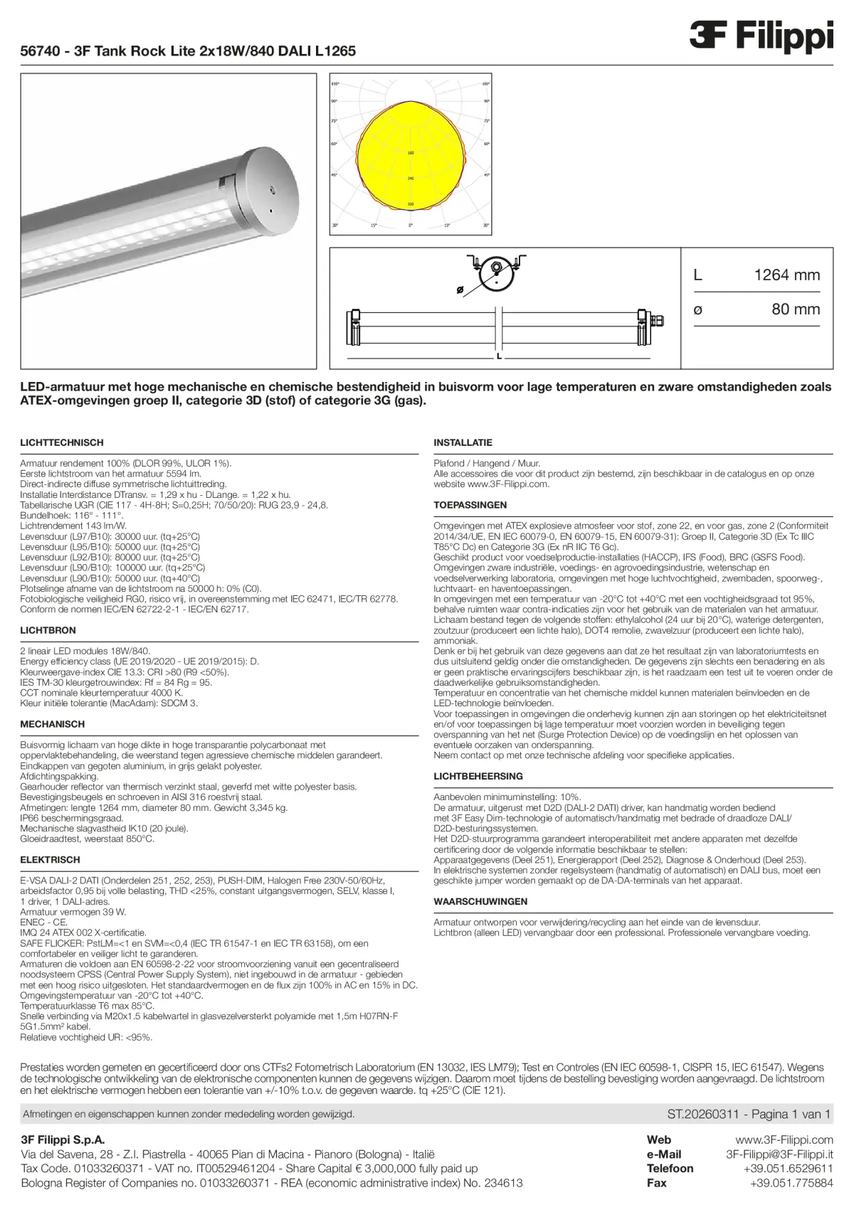 56740 - 3F Tank Rock Lite 2x18W-840 DALI L1265 - Datasheet - nl