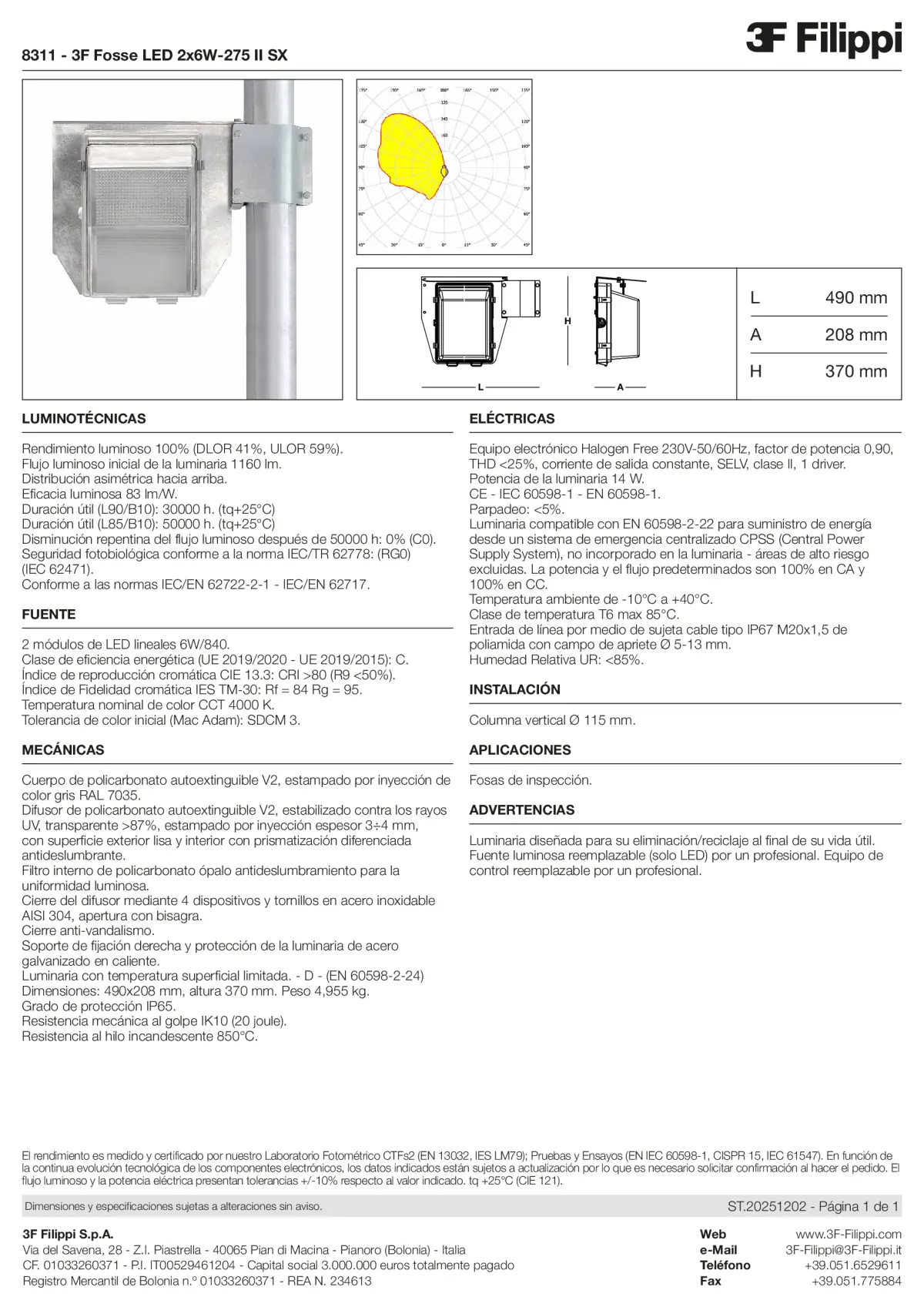 8311 - 3F Fosse LED 2x6W-275 II SX - Datasheet - es