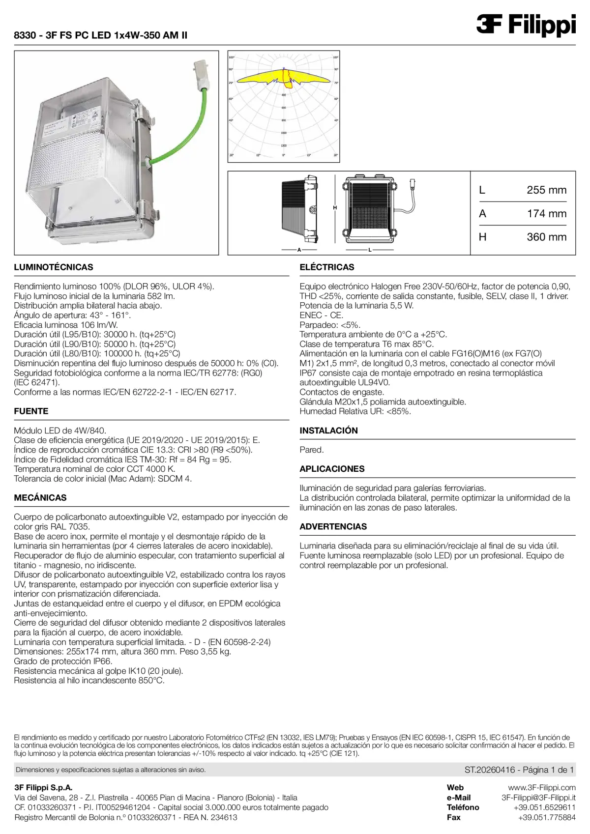 8330 - 3F FS PC LED 1x4W-350 AM II - Datasheet - es