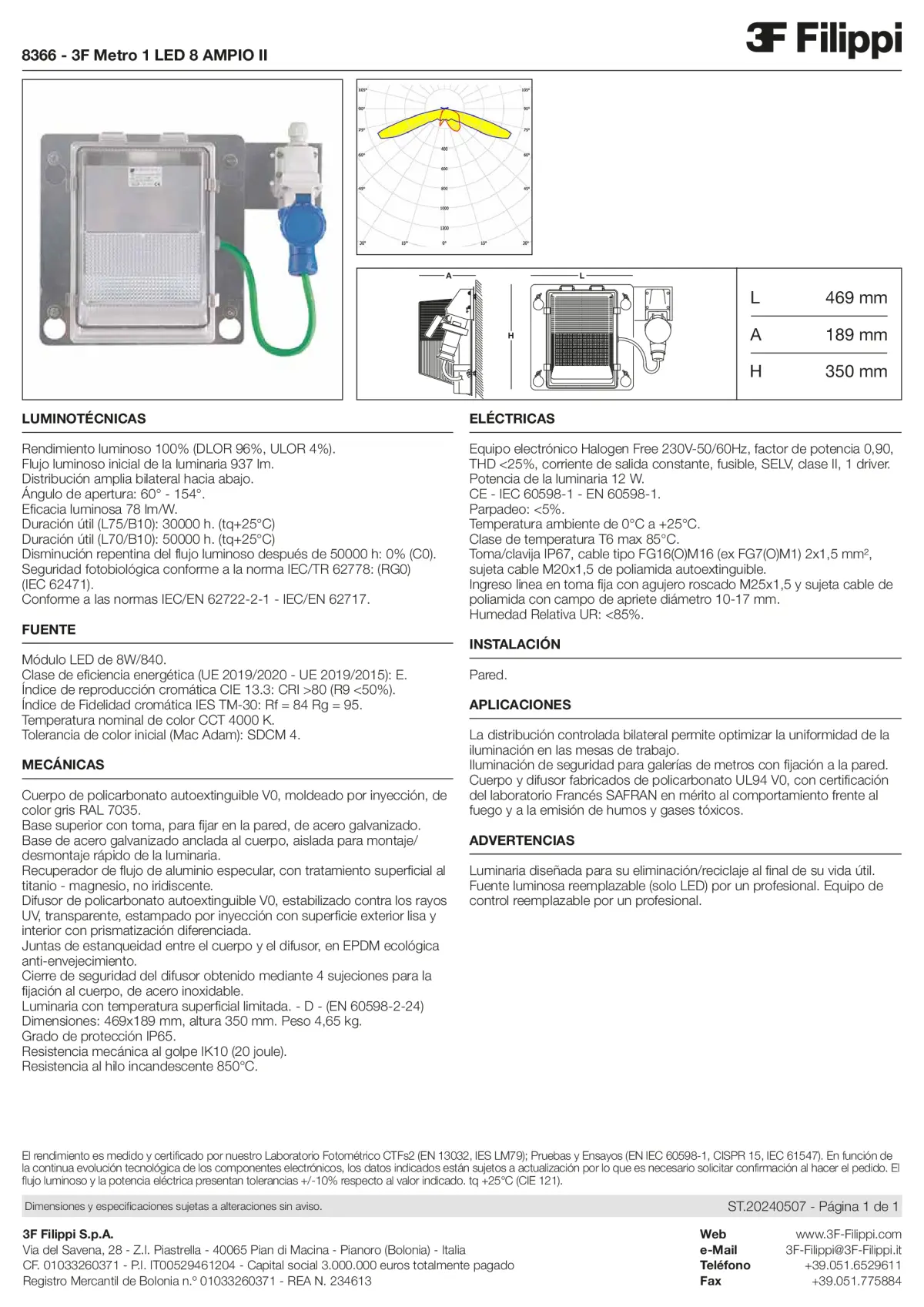 8366 - 3F Metro 1 LED 8 AMPIO II - Datasheet - es