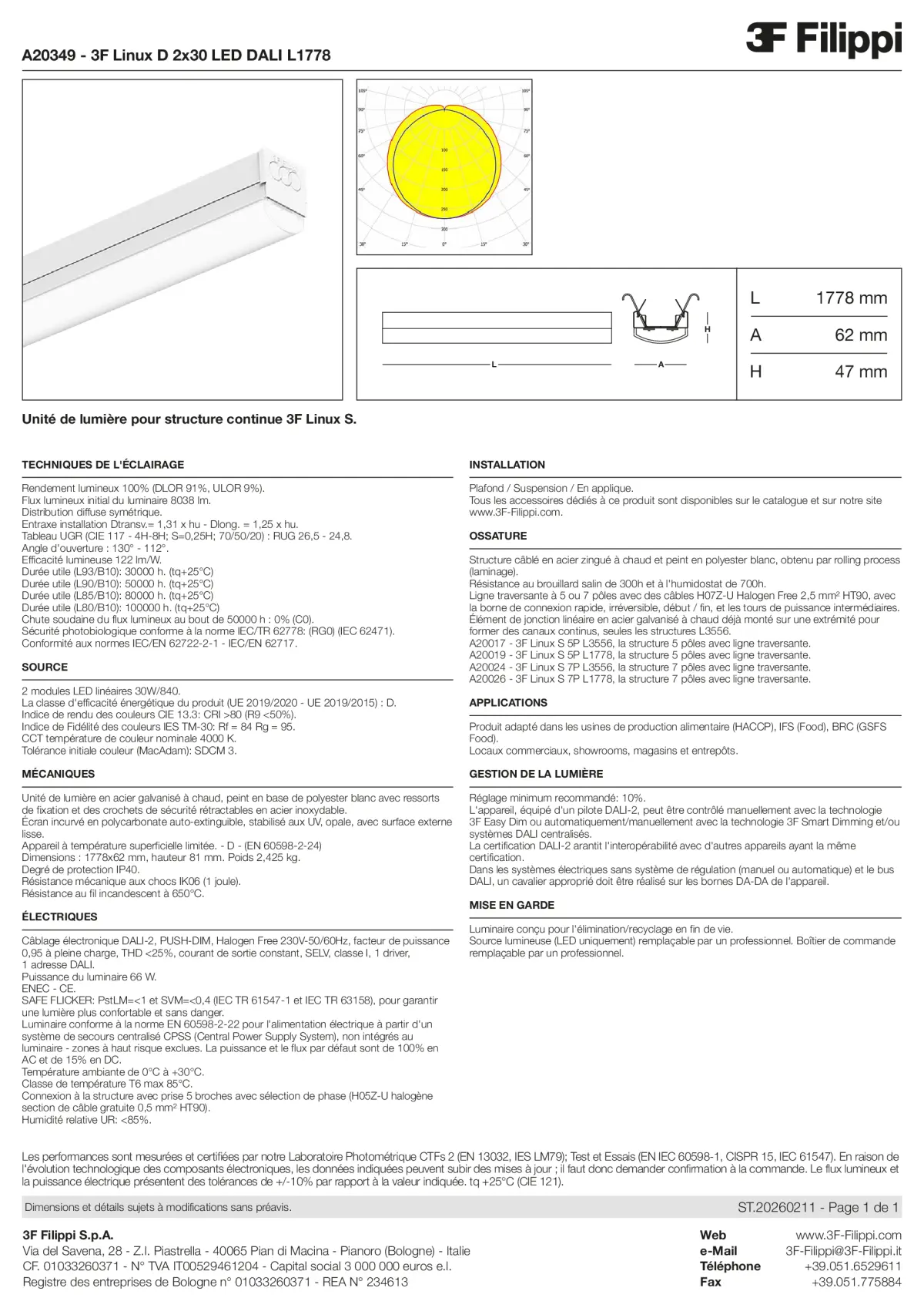 A20349 - 3F Linux D 2x30 LED DALI L1778 - Datasheet - fr