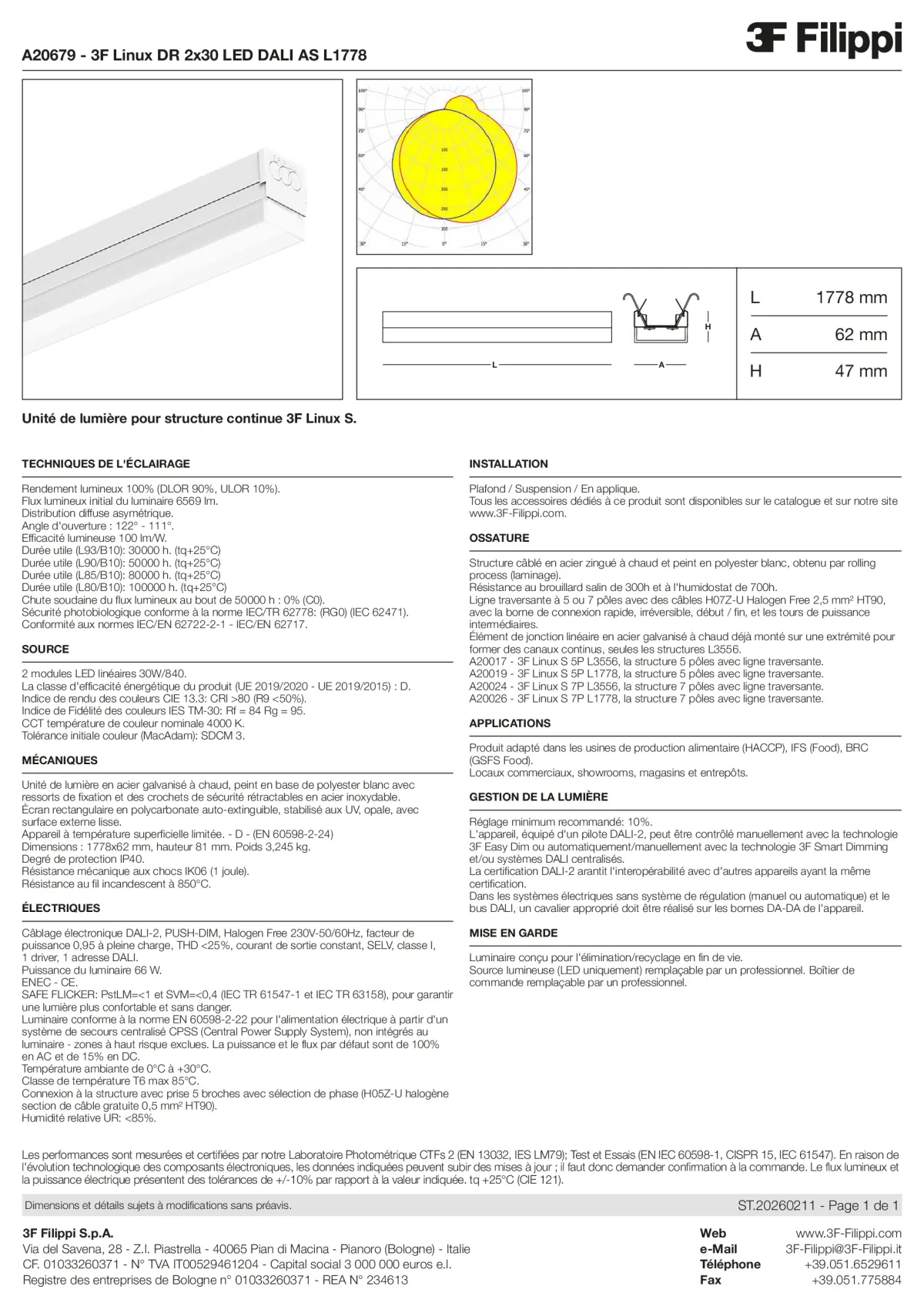 A20679 - 3F Linux DR 2x30 LED DALI AS L1778 - Datasheet - fr