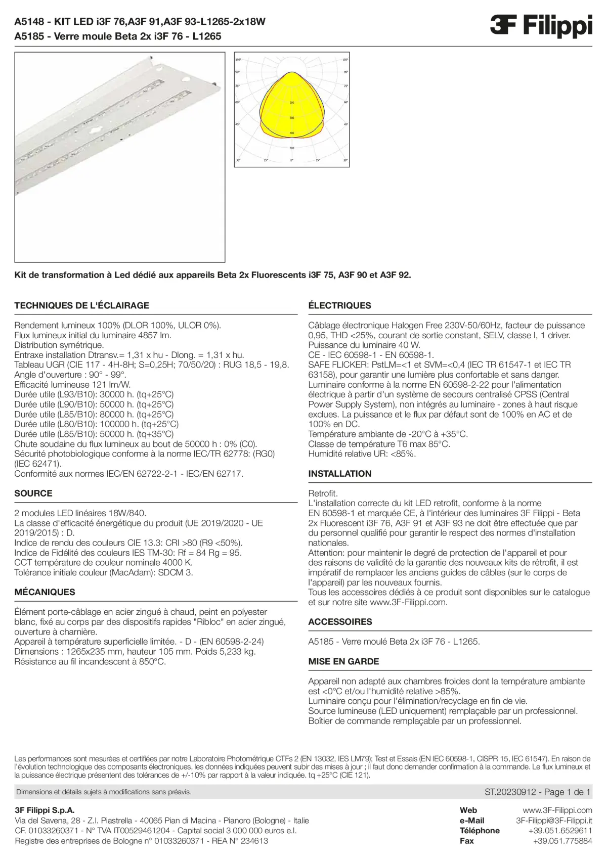 A5148+A5185 - KIT LED i3F 76,A3F 91,A3F 93-L1265-2x18W + VS - Datasheet - fr