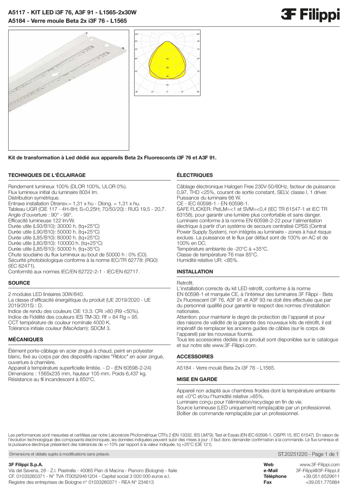 A5117+A5184 - KIT LED i3F 76, A3F 91 - L1565-2x30W + VS - Datasheet - fr