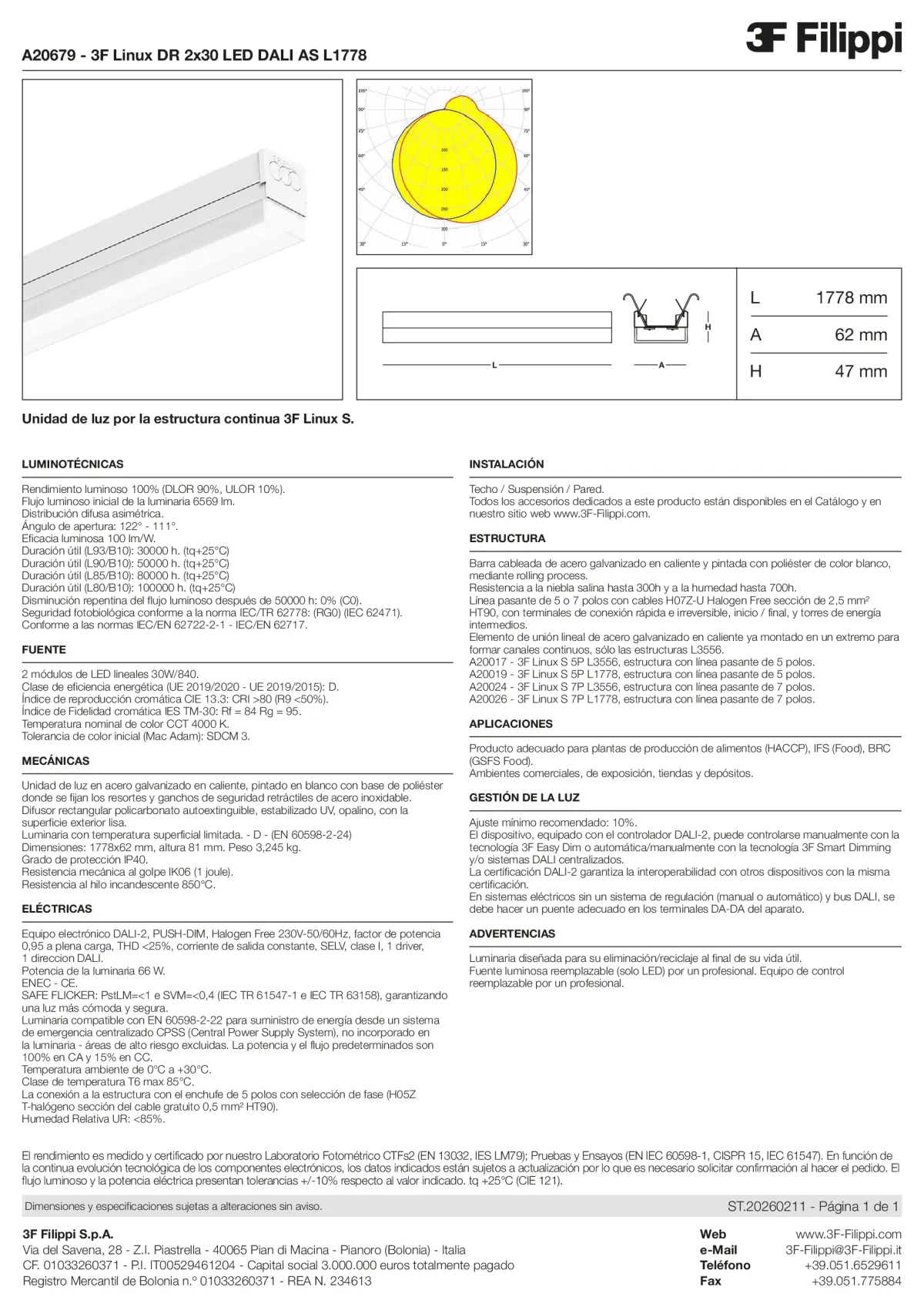 A20679 - 3F Linux DR 2x30 LED DALI AS L1778 - Datasheet - es