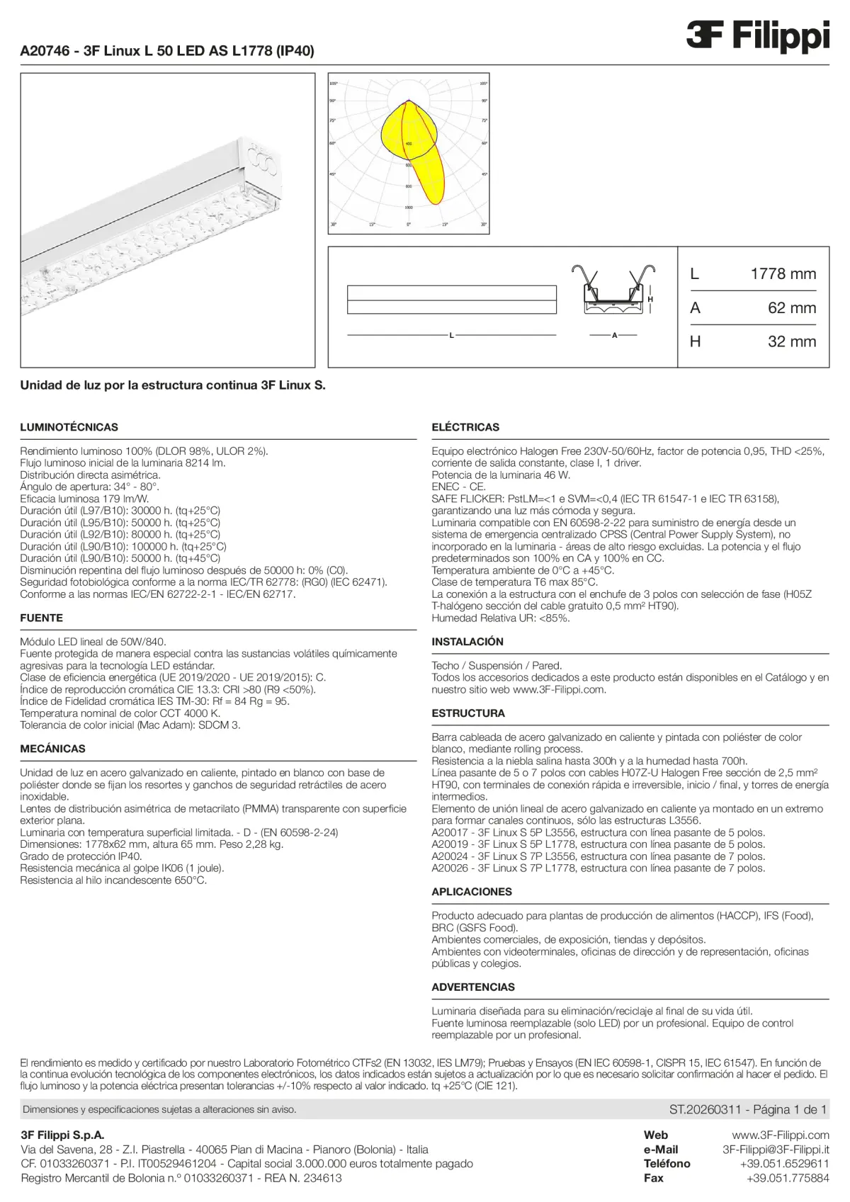 A20746 - 3F Linux L 50 LED AS L1778 (IP40) - Datasheet - es