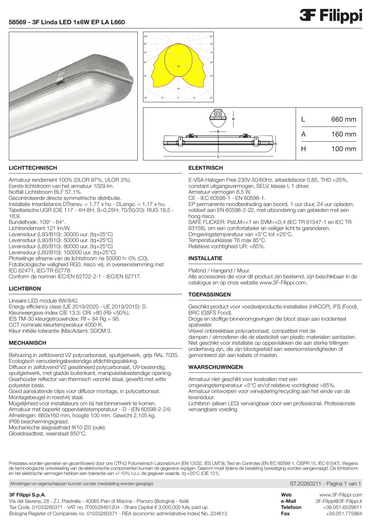 58569 - 3F Linda LED 1x6W EP LA L660 - Datasheet - nl