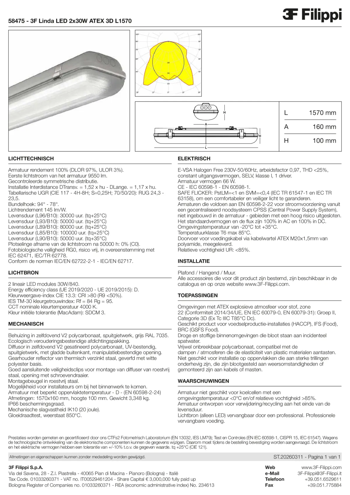 58475 - 3F Linda LED 2x30W ATEX 3D L1570 - Datasheet - nl