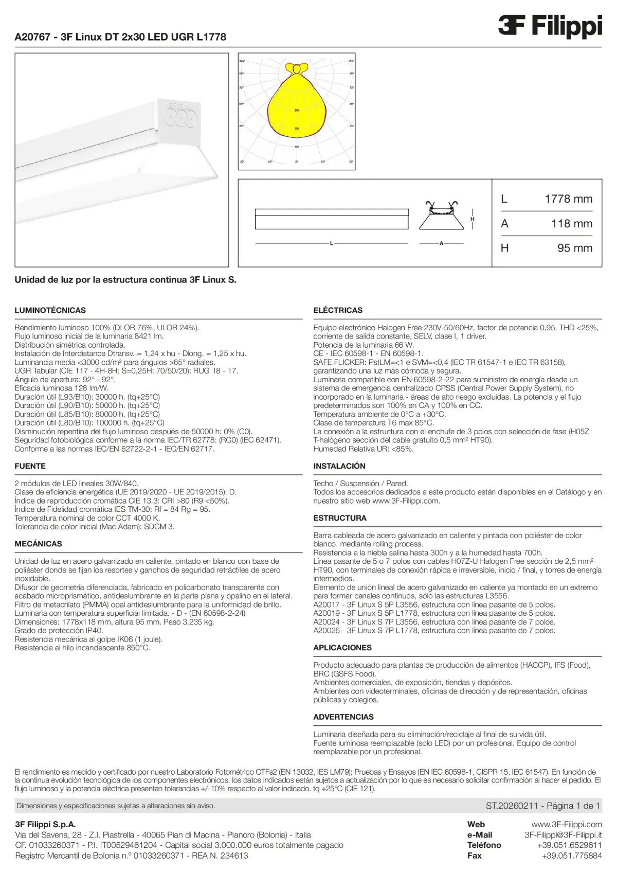 A20767 - 3F Linux DT 2x30 LED UGR L1778 - Datasheet - es