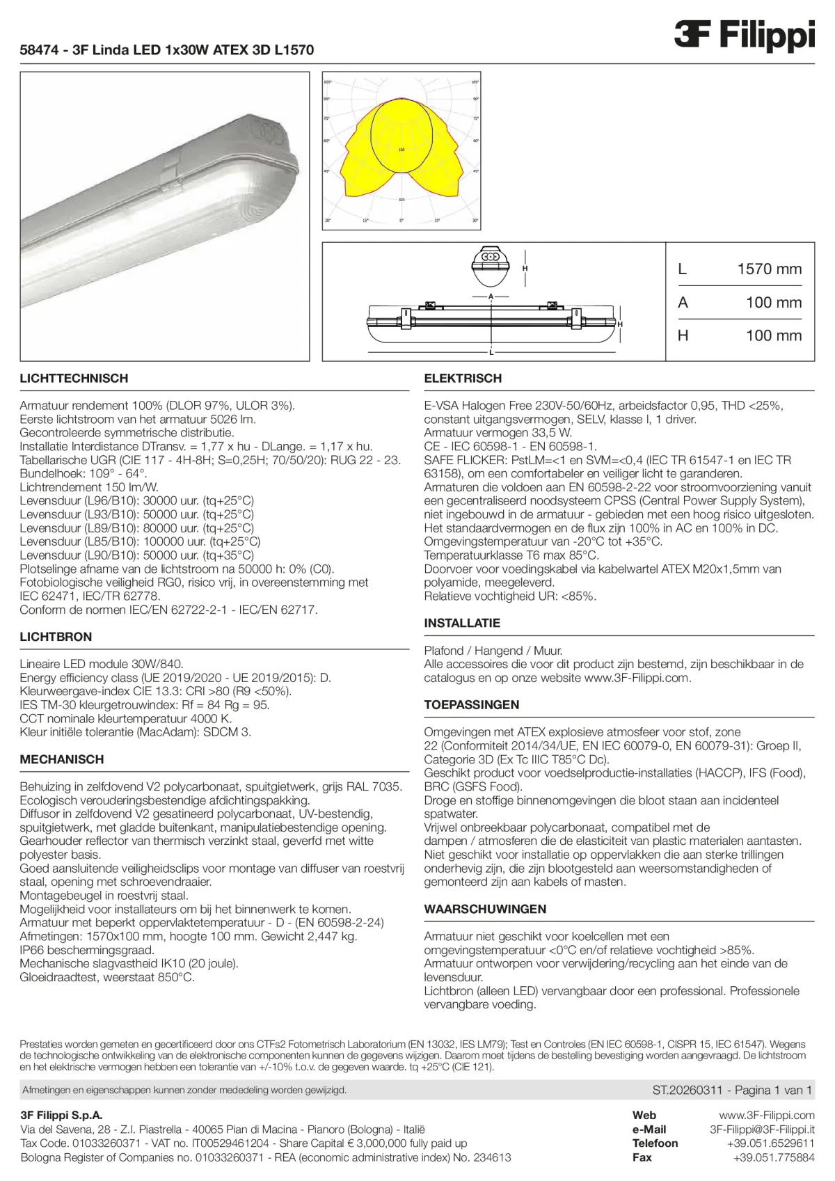58474 - 3F Linda LED 1x30W ATEX 3D L1570 - Datasheet - nl